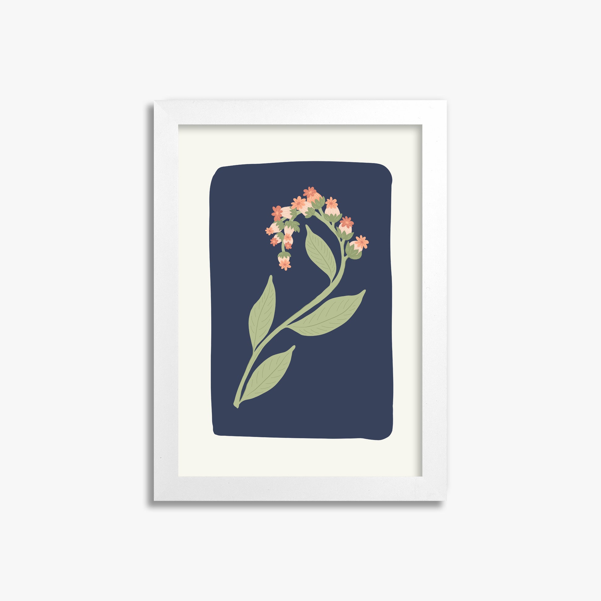 Midnight Bloom, 21x30cm Framed Poster With White Frame