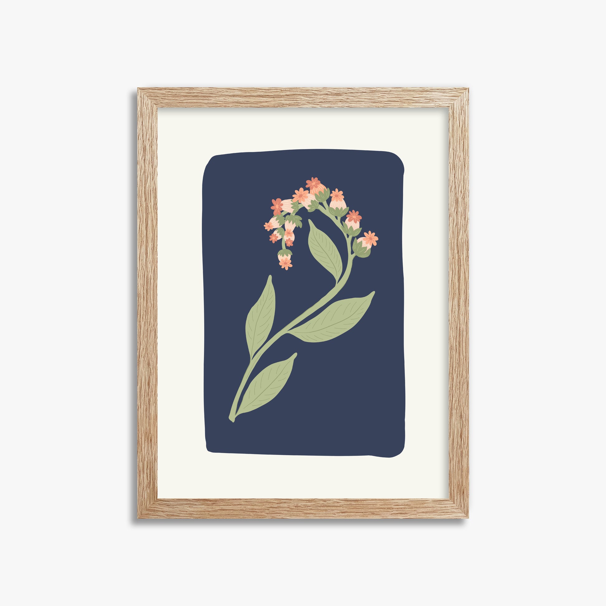 Midnight Bloom, 30x40cm Framed Poster With Raw Oak Frame