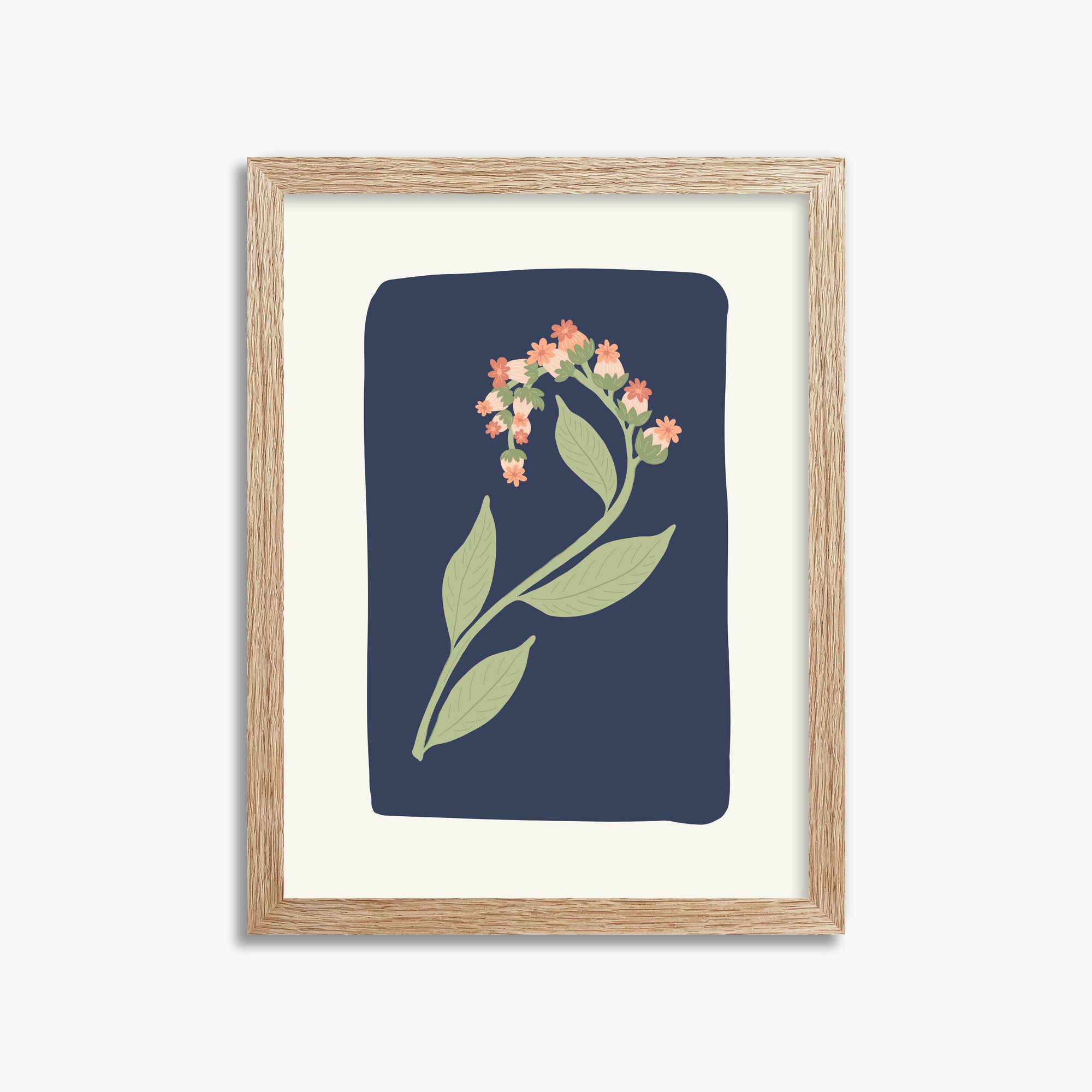 Midnight Bloom, 30x40cm Framed Poster With Raw Oak Frame