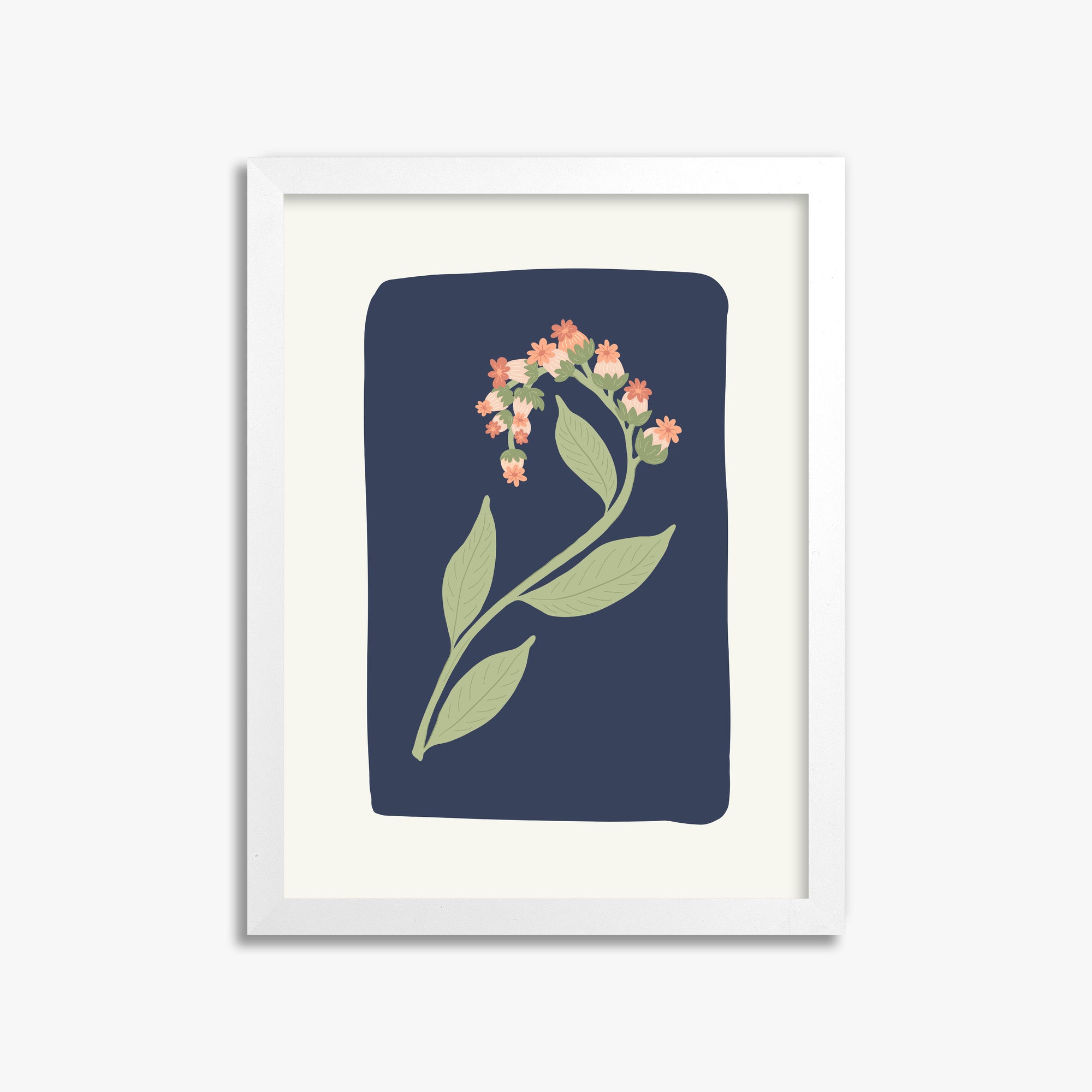 Midnight Bloom, 30x40cm Framed Poster With White Frame