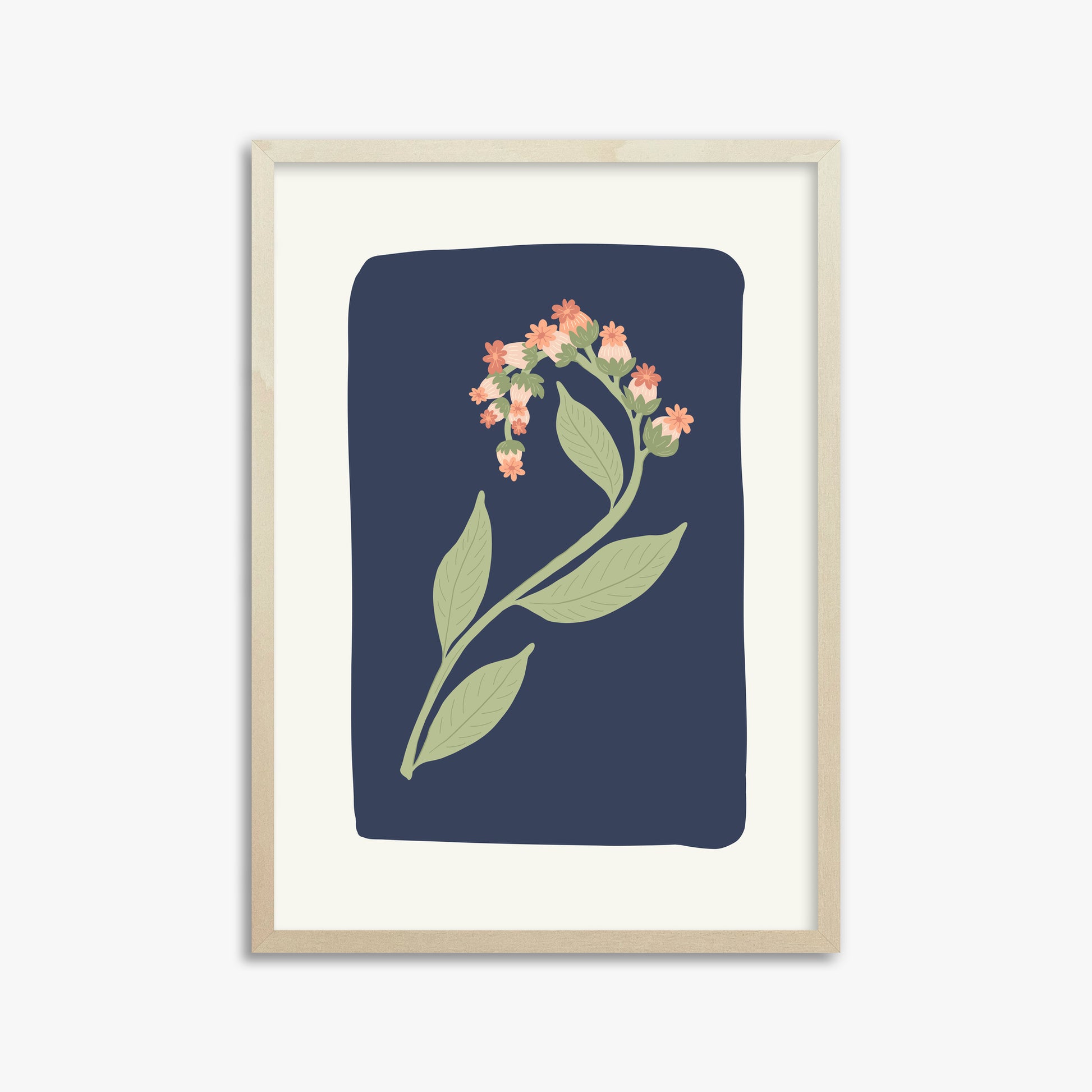 Midnight Bloom, 50x70cm Framed Poster With Lime Wood Frame