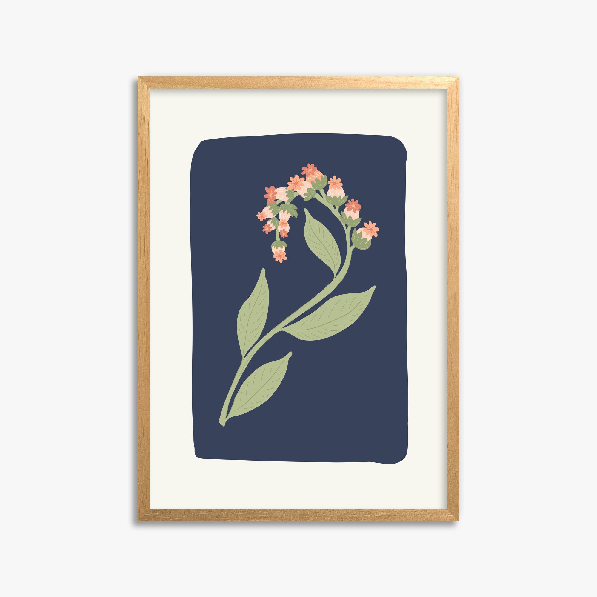 Midnight Bloom, 50x70cm Framed Poster With Oak Frame