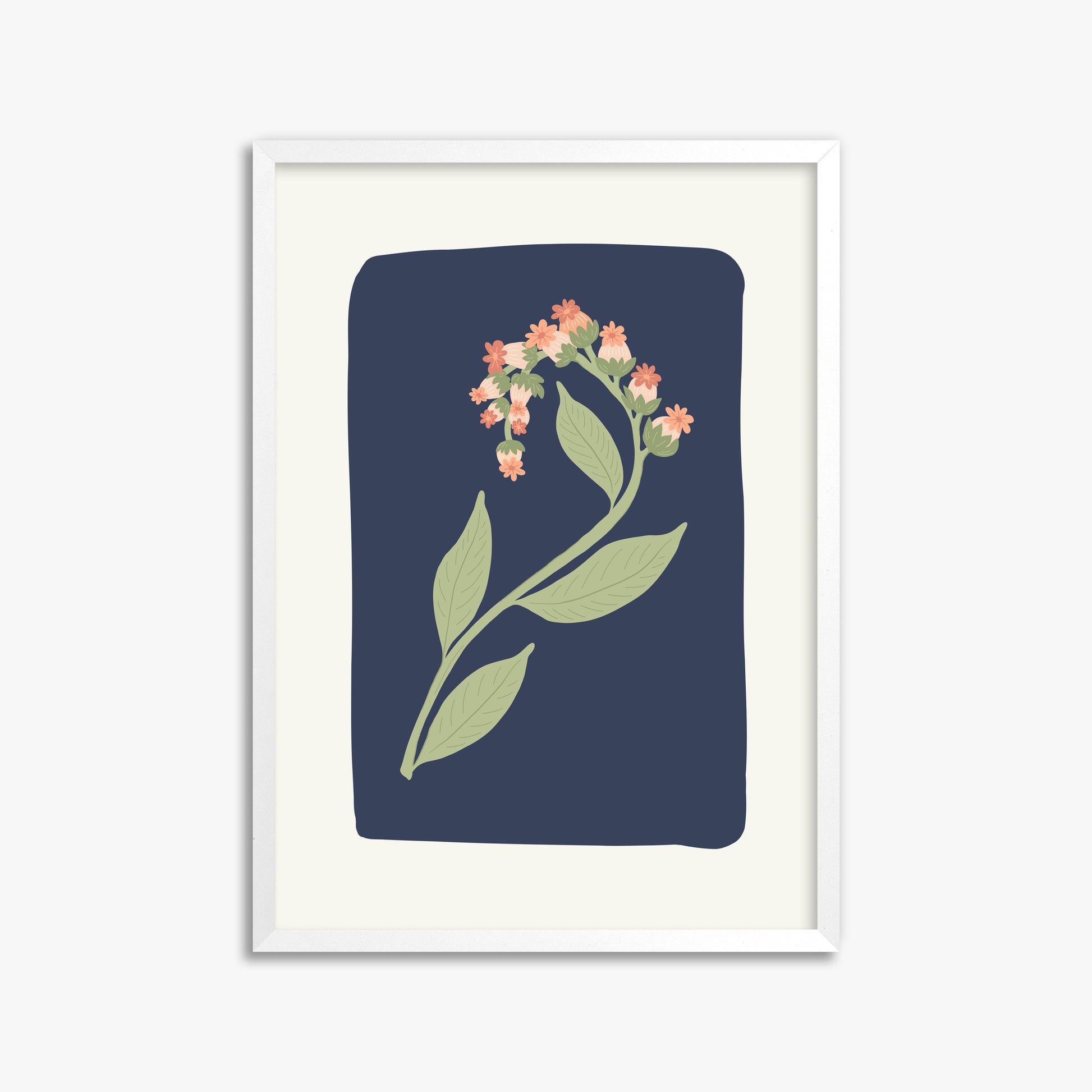 Midnight Bloom, 50x70cm Framed Poster With White Frame