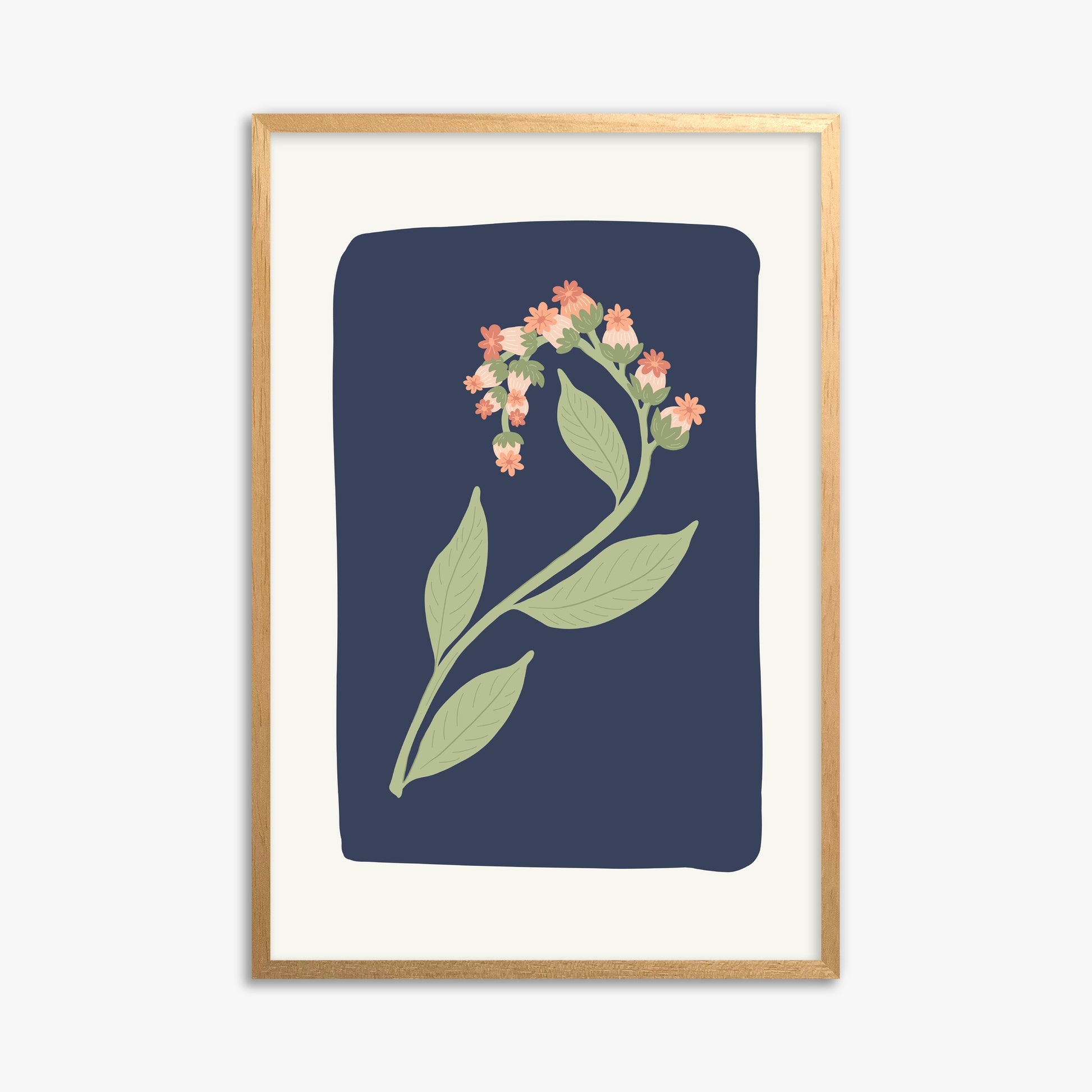 Midnight Bloom, 61x91cm Framed Poster With Oak Frame