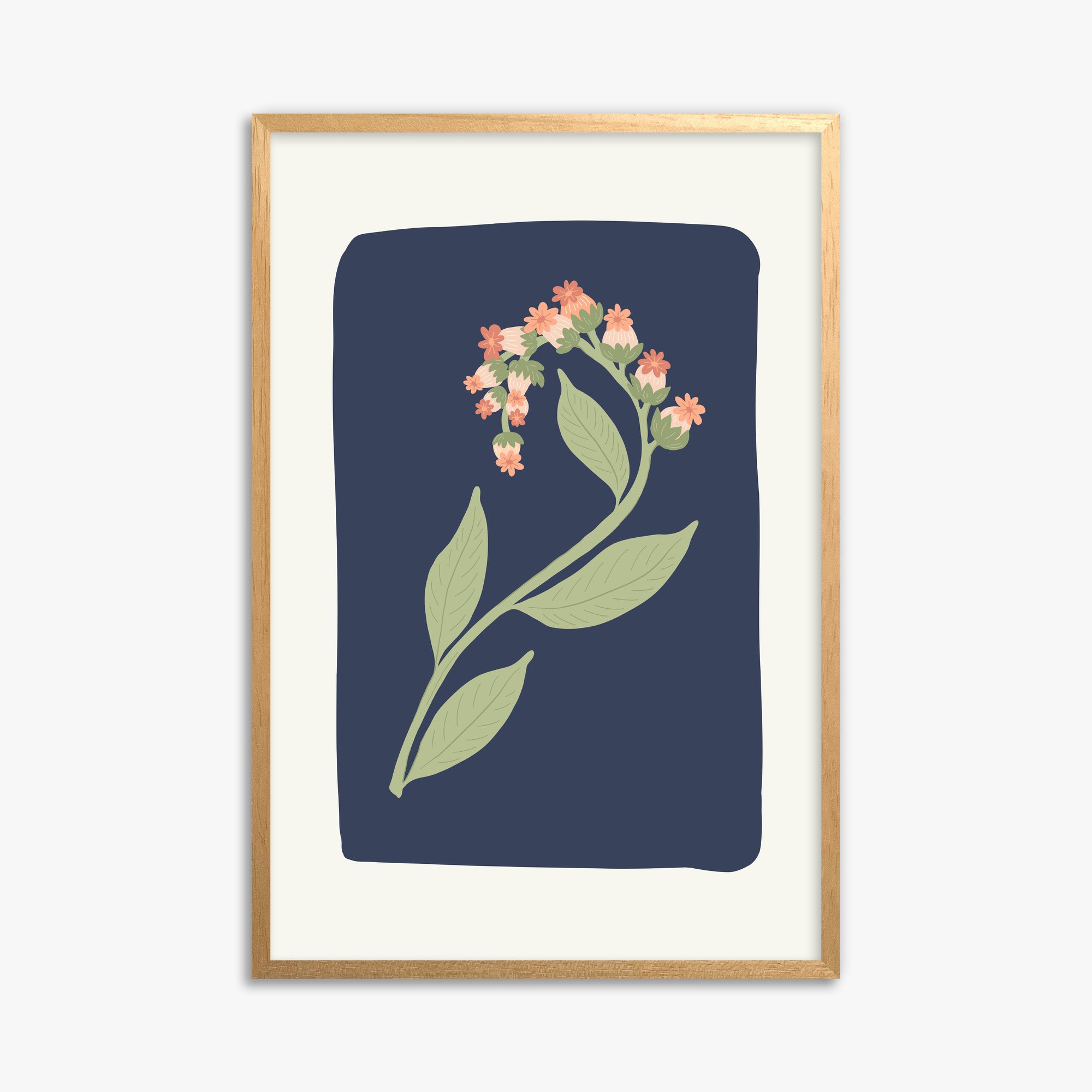 Midnight Bloom, 61x91cm Framed Poster With Oak Frame