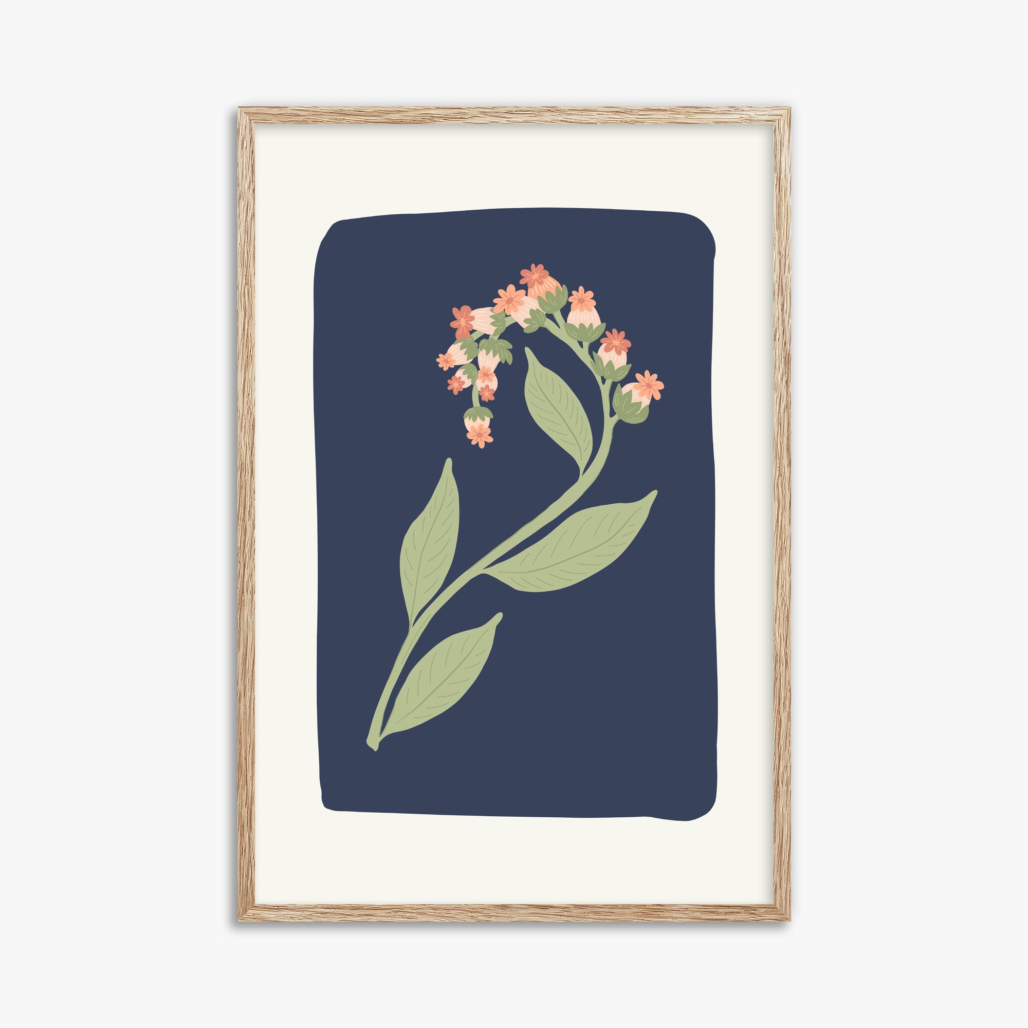 Midnight Bloom, 61x91cm Framed Poster With Raw Oak Frame