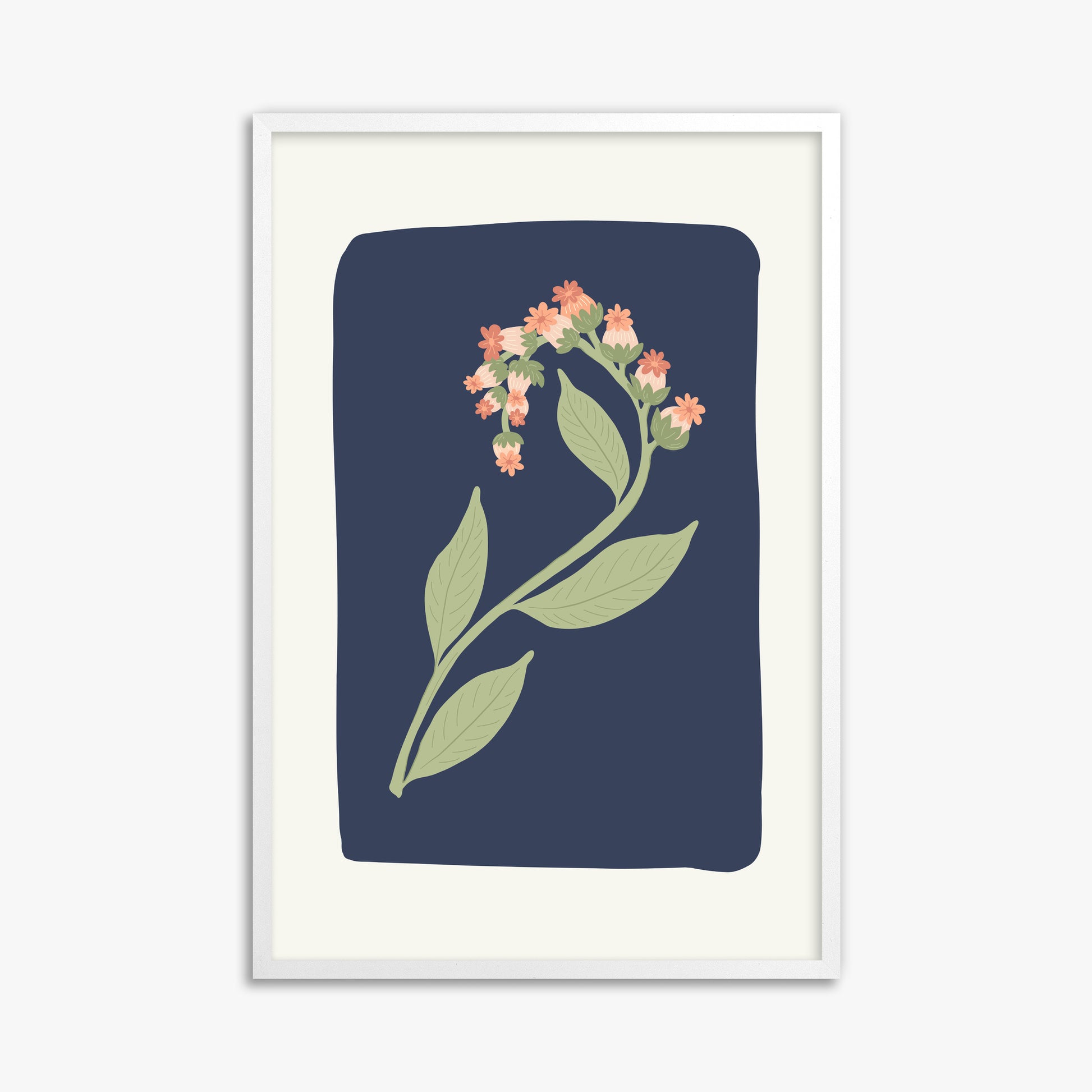 Midnight Bloom, 61x91cm Framed Poster With White Frame