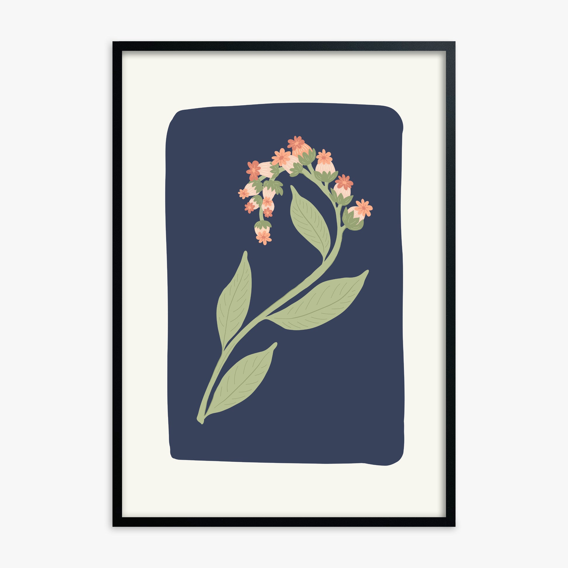 Midnight Bloom, Black Framed Poster With Black Frame