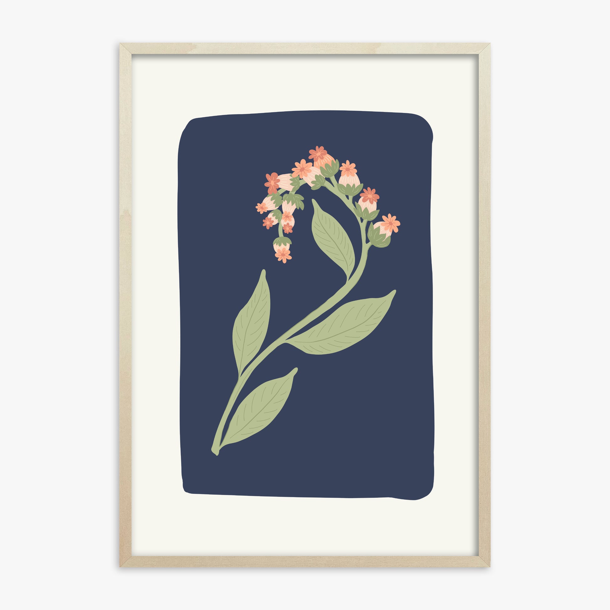 Midnight Bloom, 70x100cm Framed Poster With Lime Wood Frame