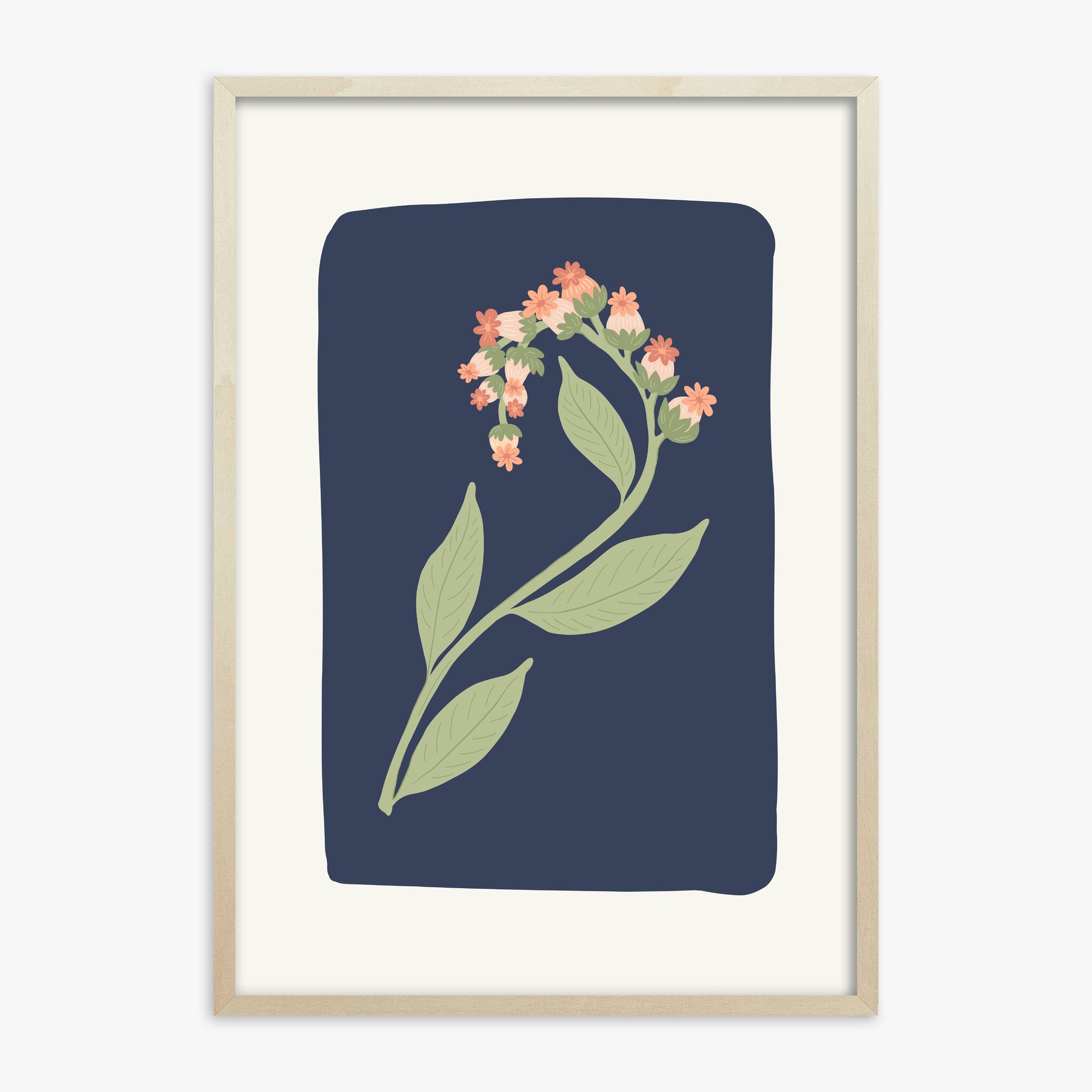 Midnight Bloom, 70x100cm Framed Poster With Lime Wood Frame