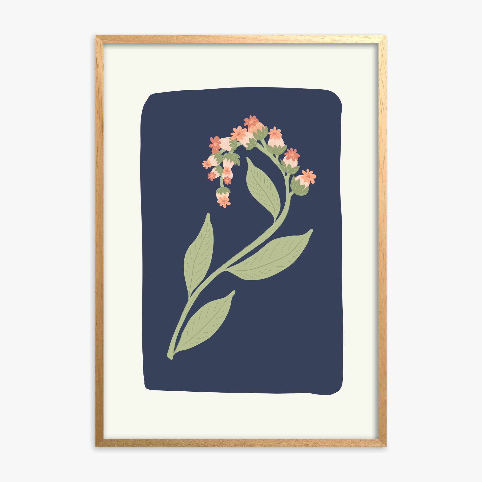 Midnight Bloom, Oak Framed Poster With Oak Frame