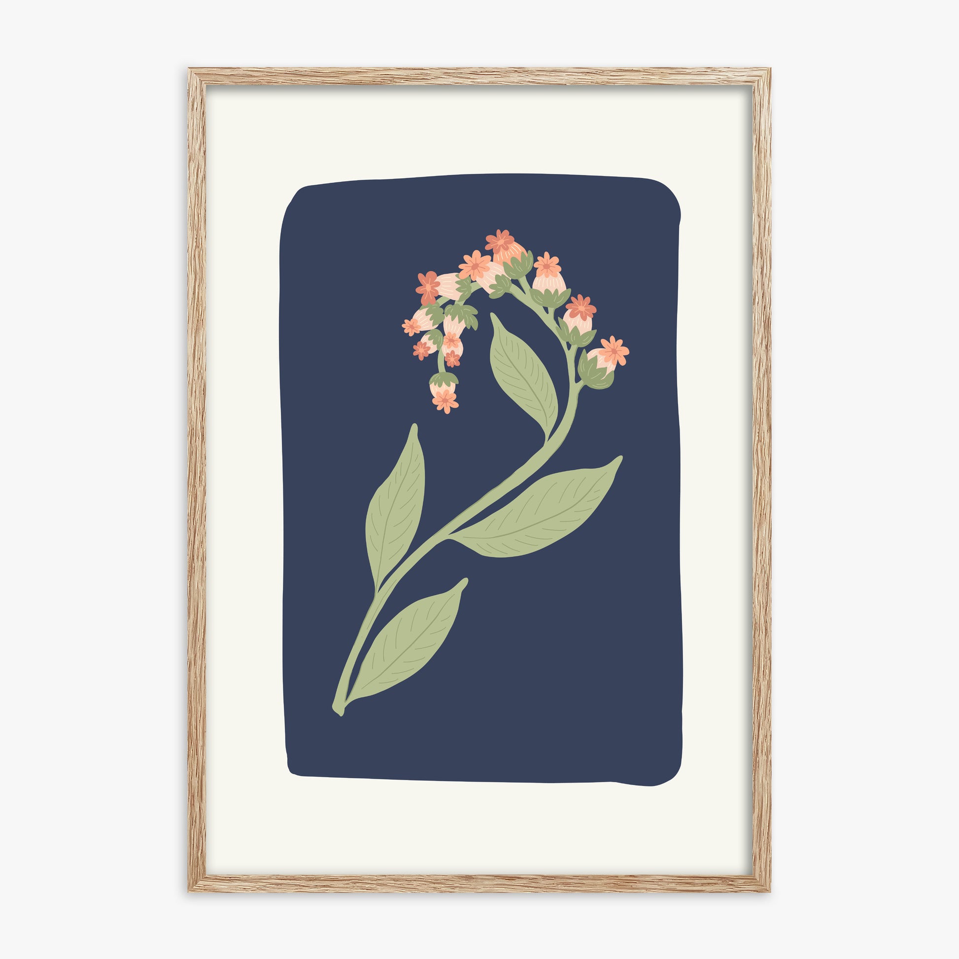 Midnight Bloom, 70x100cm Framed Poster With Raw Oak Frame