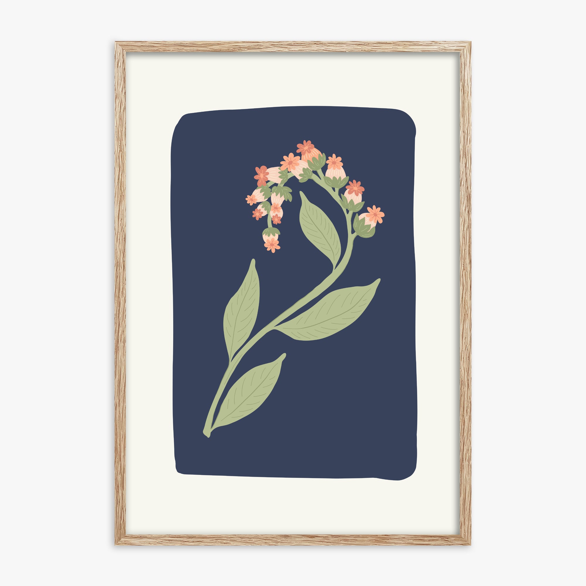 Midnight Bloom, 70x100cm Framed Poster With Raw Oak Frame