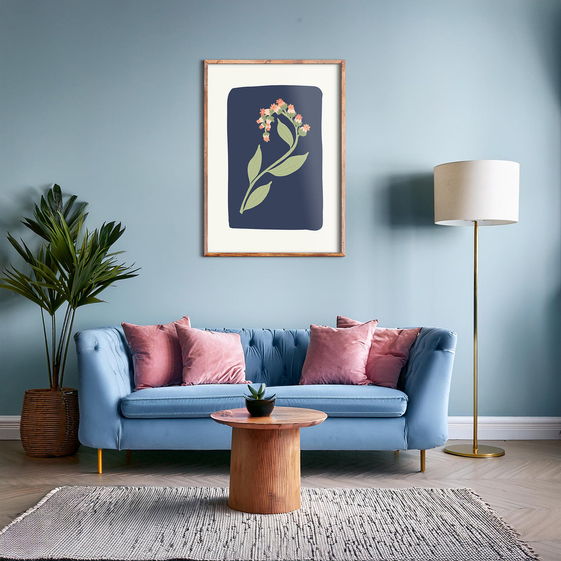 Midnight Bloom, 50x70cm Framed Poster With Black Frame