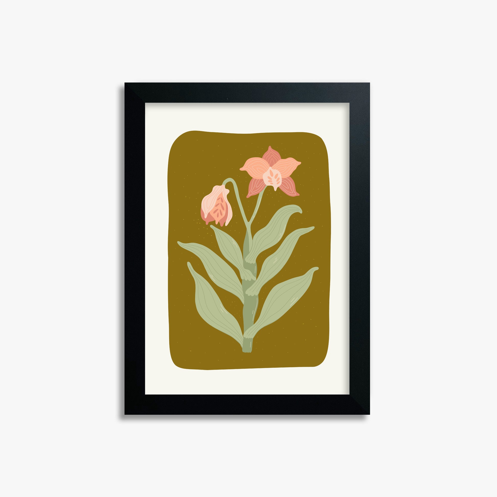 Vintage Bloom Orchid, 21x30cm Framed Poster With Black Frame
