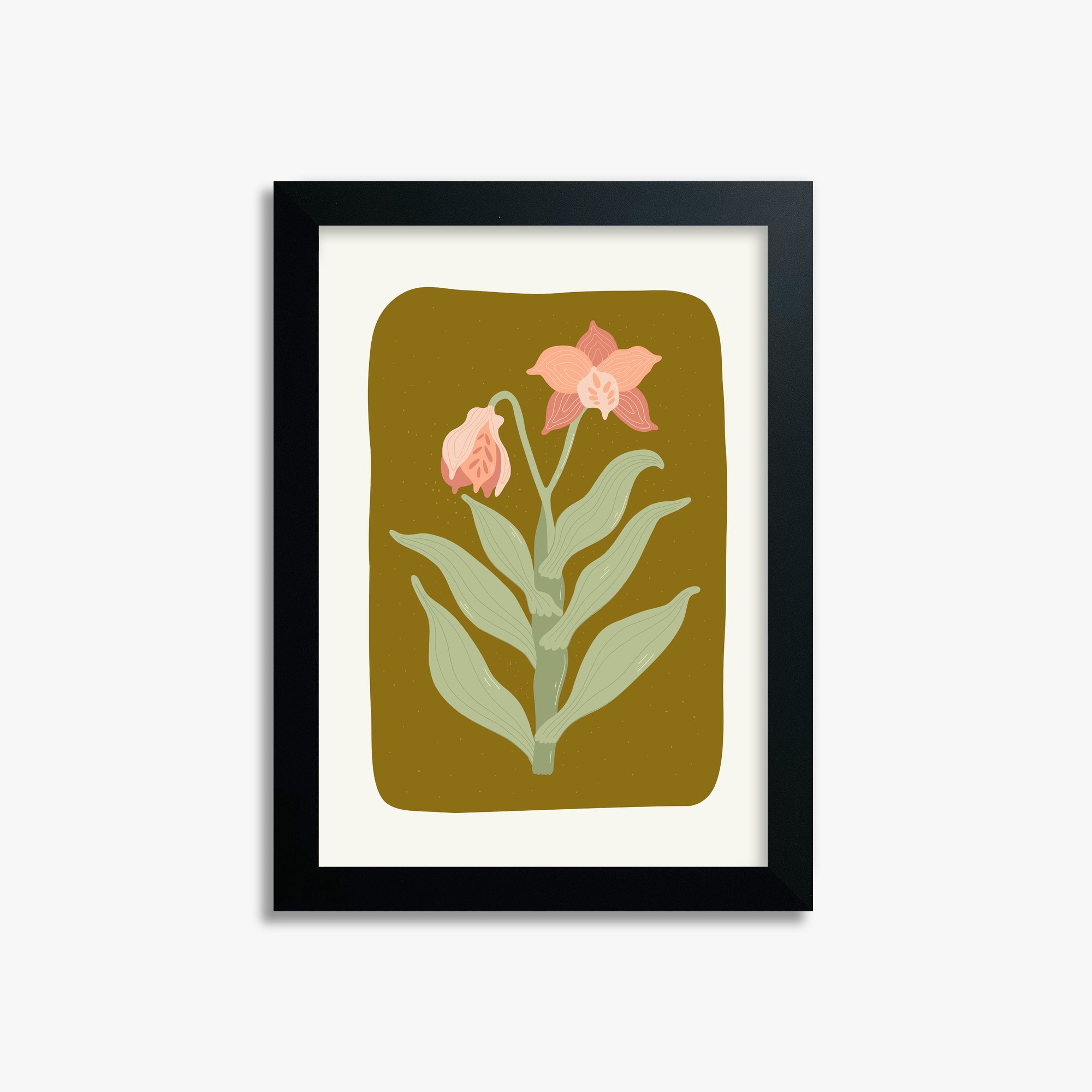 Vintage Bloom Orchid, 21x30cm Framed Poster With Black Frame