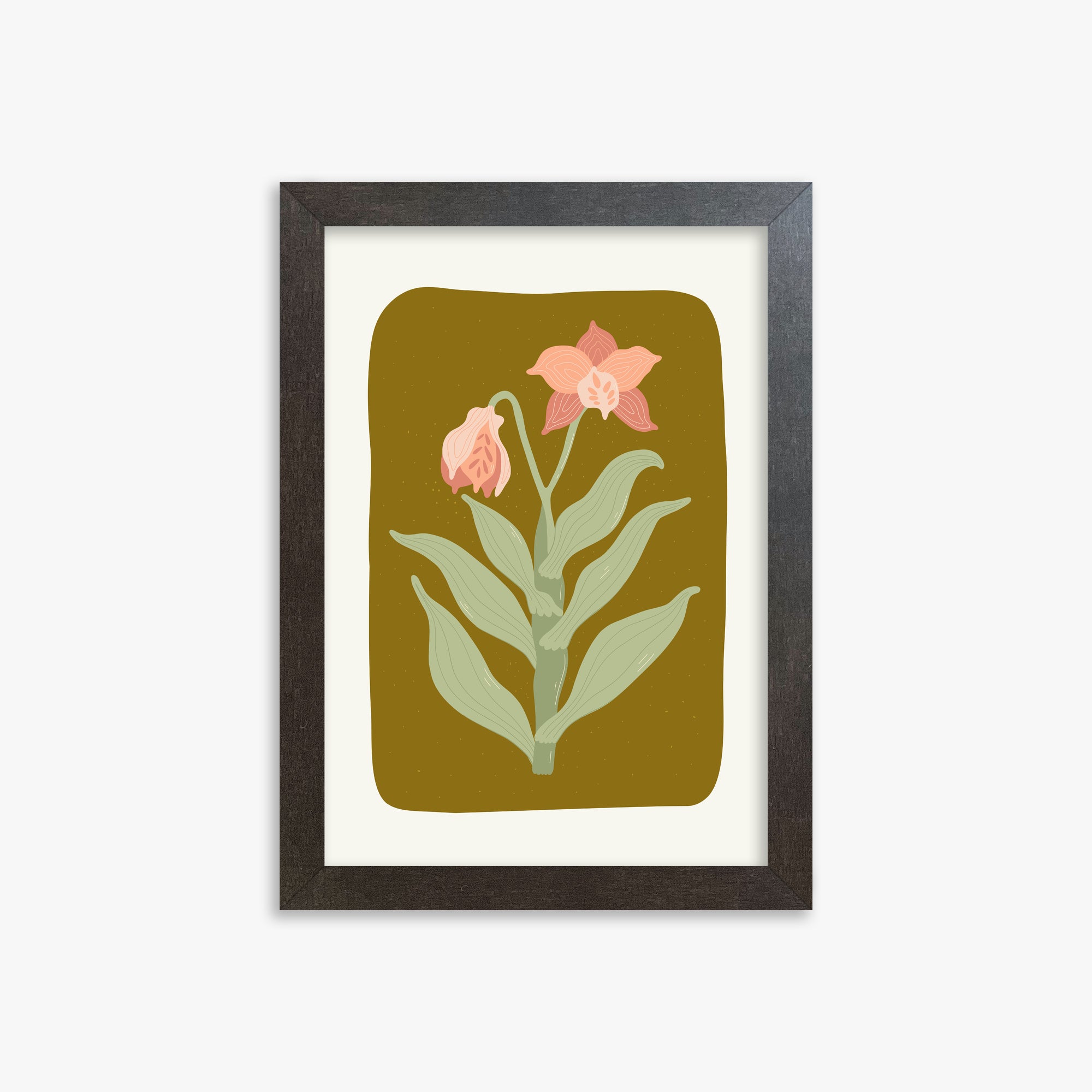 Vintage Bloom Orchid, 21x30cm Framed Poster With Espresso Frame