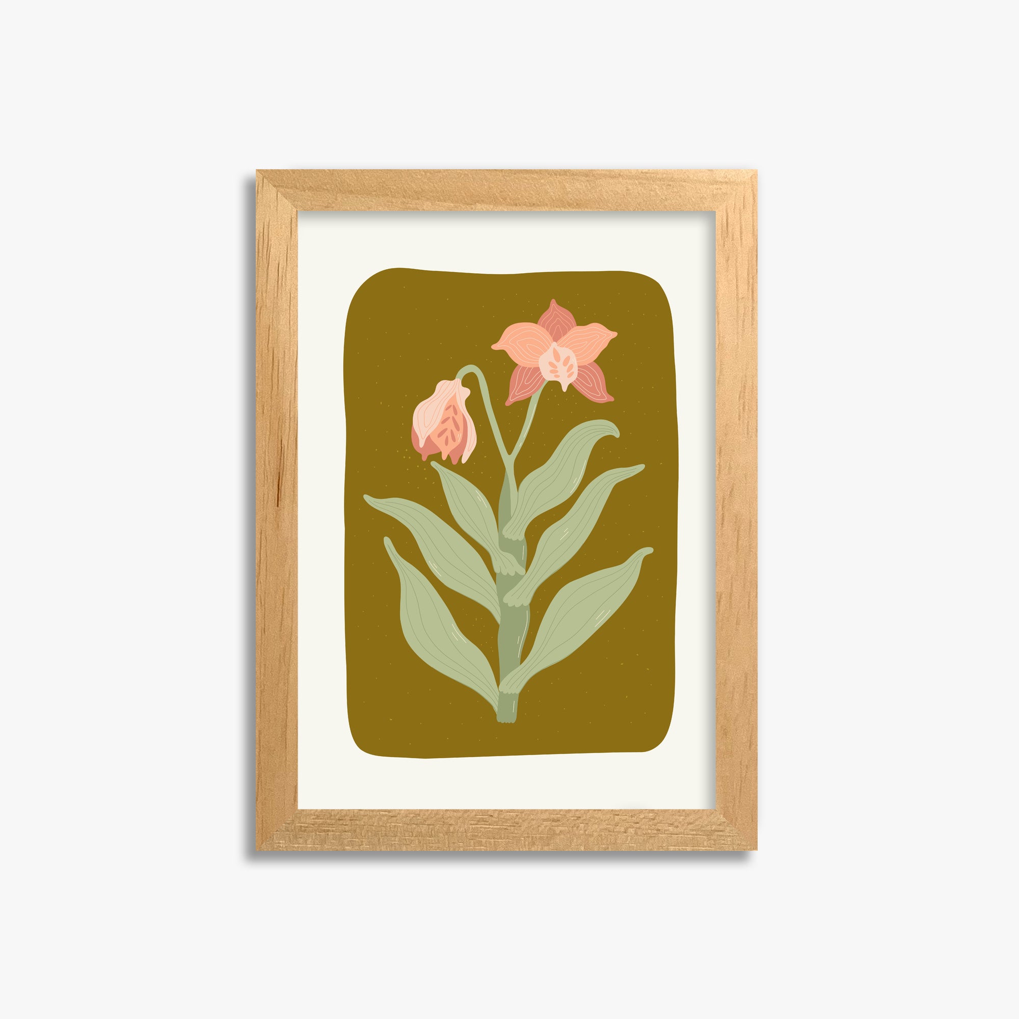 Vintage Bloom Orchid, 21x30cm Framed Poster With Oak Frame