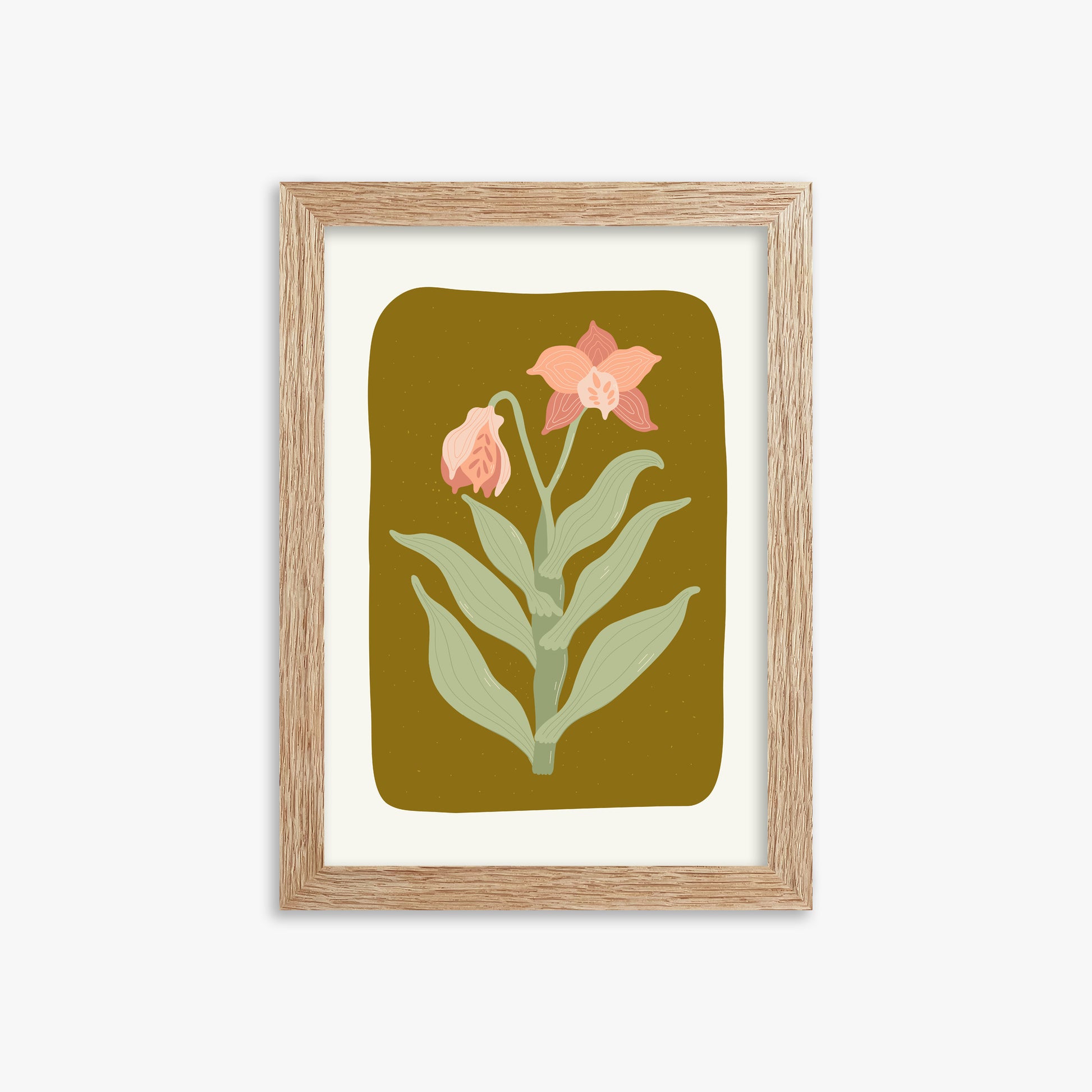 Vintage Bloom Orchid, 21x30cm Framed Poster With Raw Oak Frame