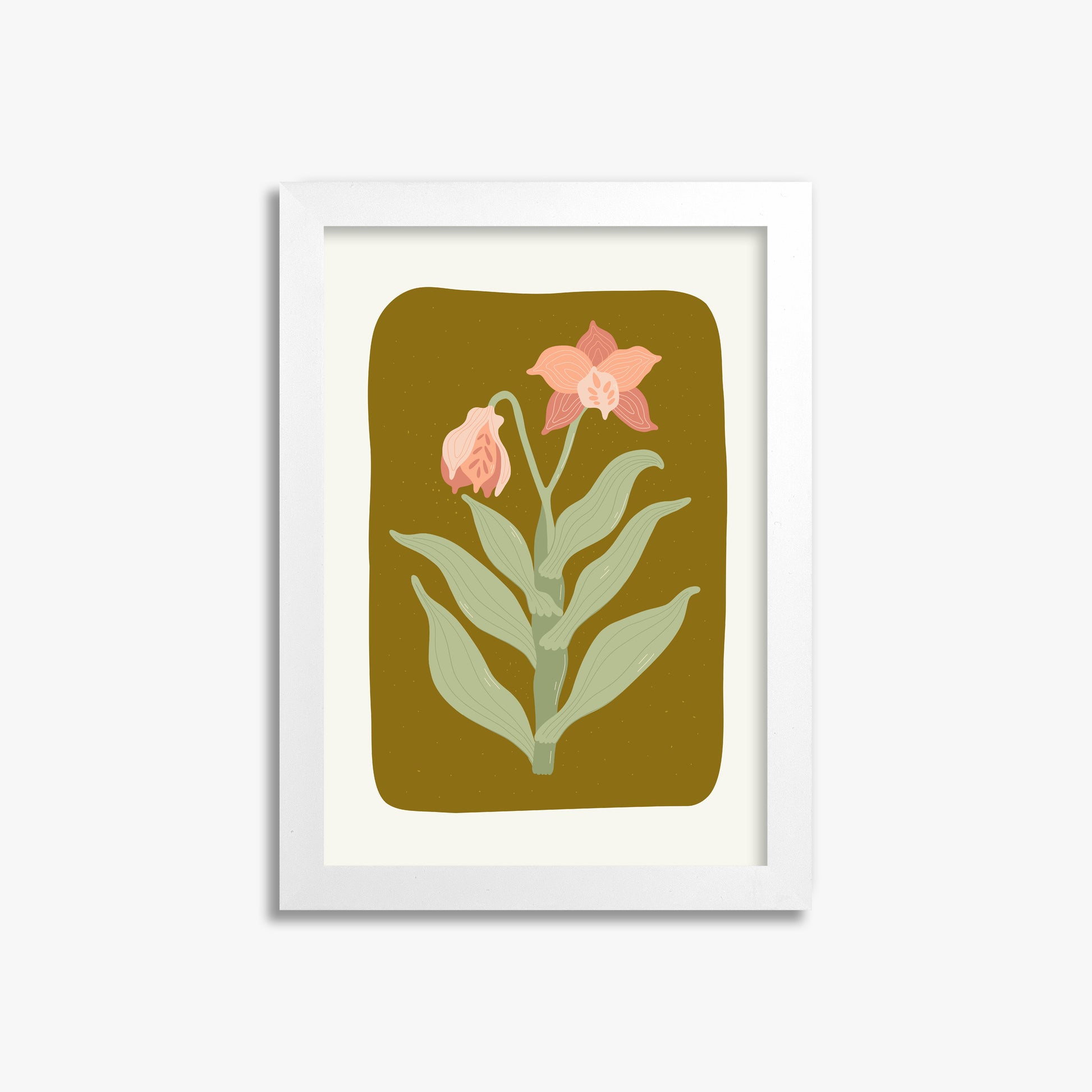 Vintage Bloom Orchid, 21x30cm Framed Poster With White Frame