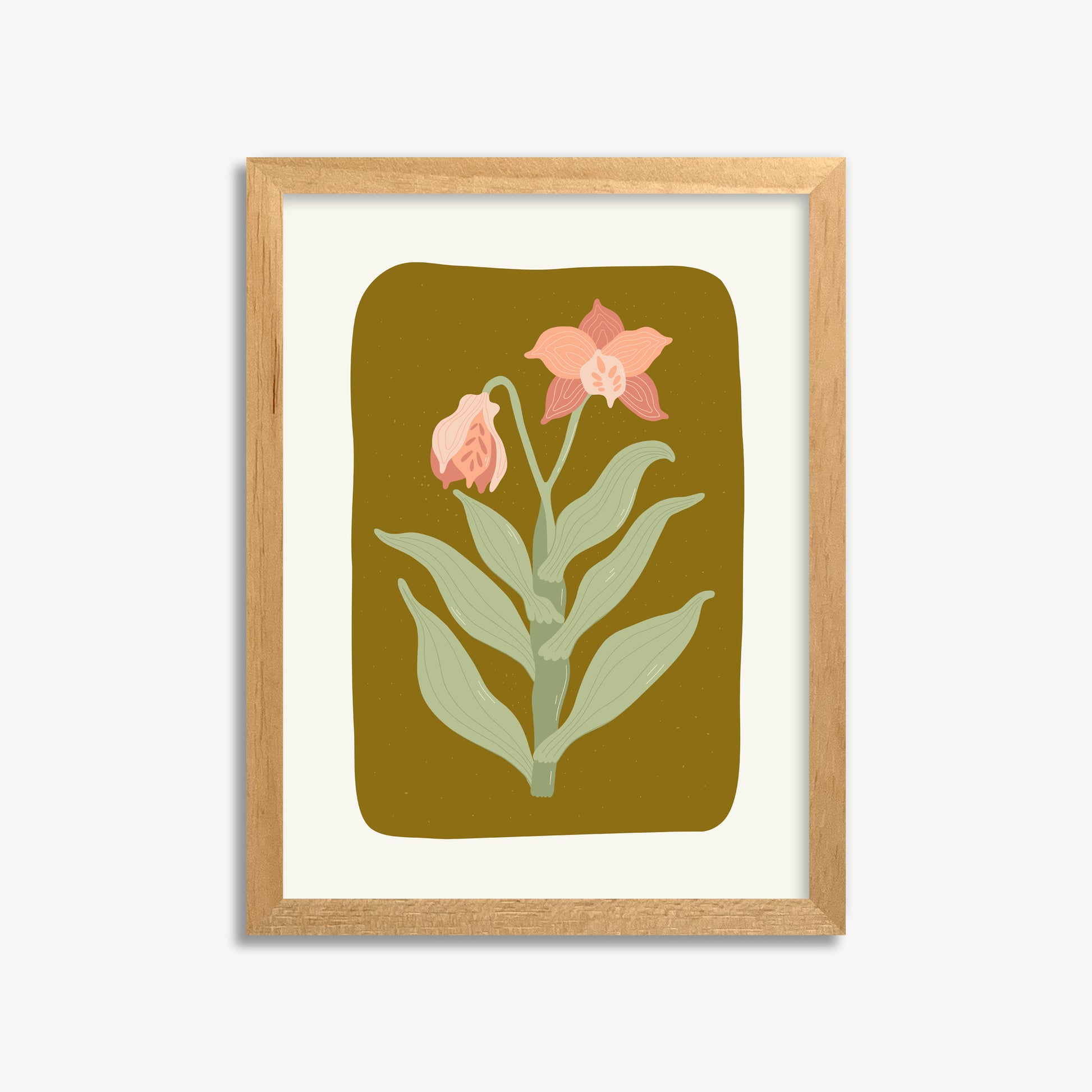 Vintage Bloom Orchid, 30x40cm Framed Poster With Oak Frame
