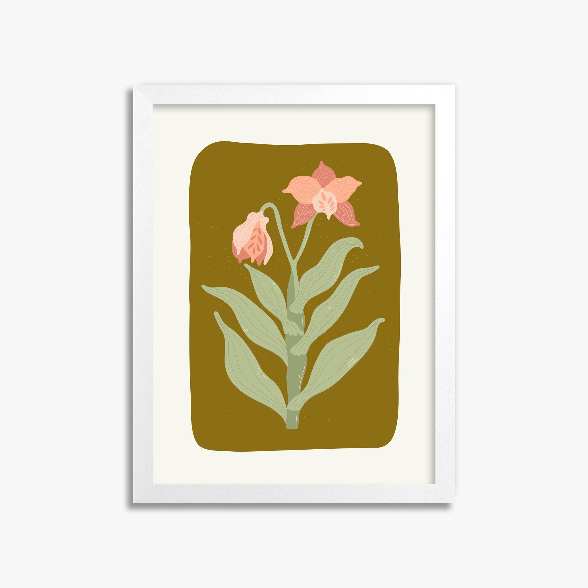 Vintage Bloom Orchid, 30x40cm Framed Poster With White Frame