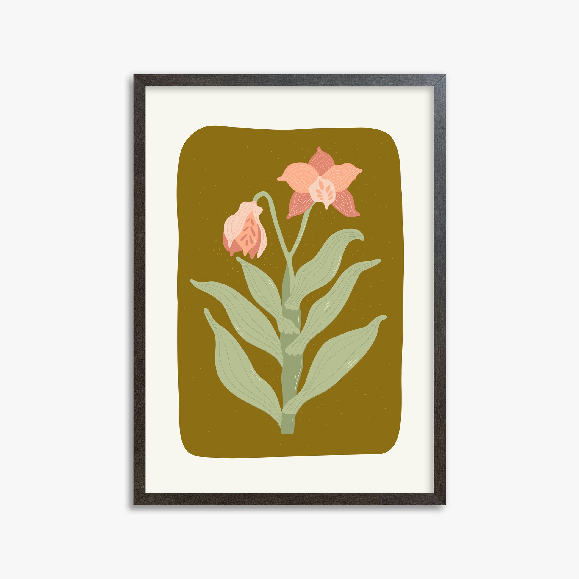 Vintage Bloom Orchid, 50x70cm Framed Poster With Espresso Frame