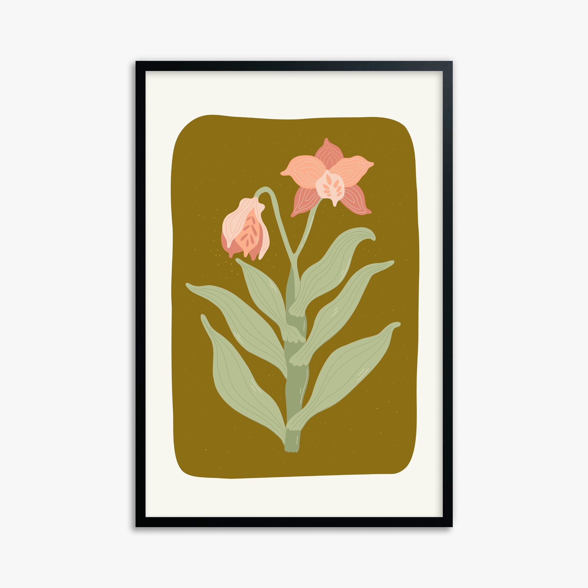 Vintage Bloom Orchid, 61x91cm Framed Poster With Black Frame