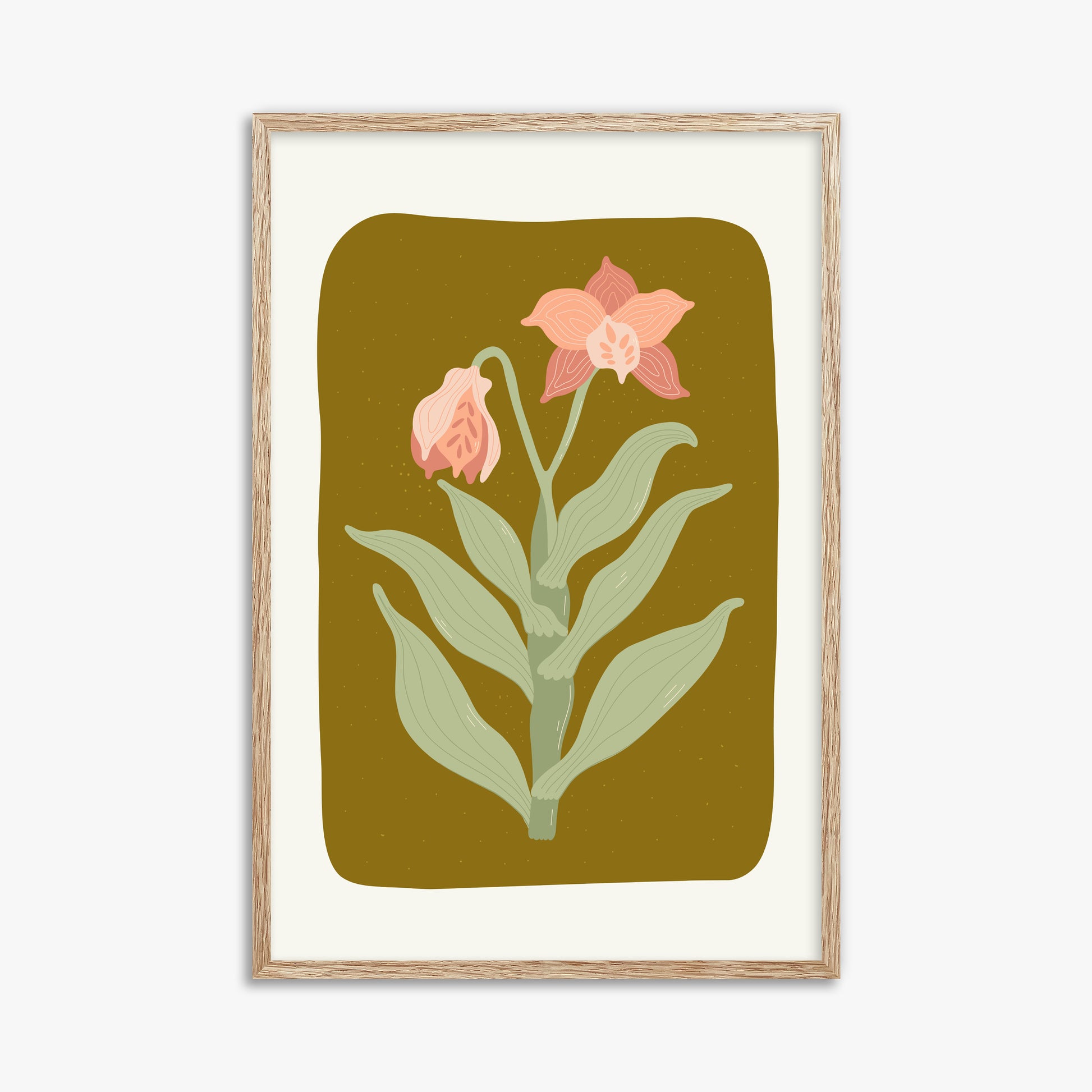 Vintage Bloom Orchid, 61x91cm Framed Poster With Raw Oak Frame