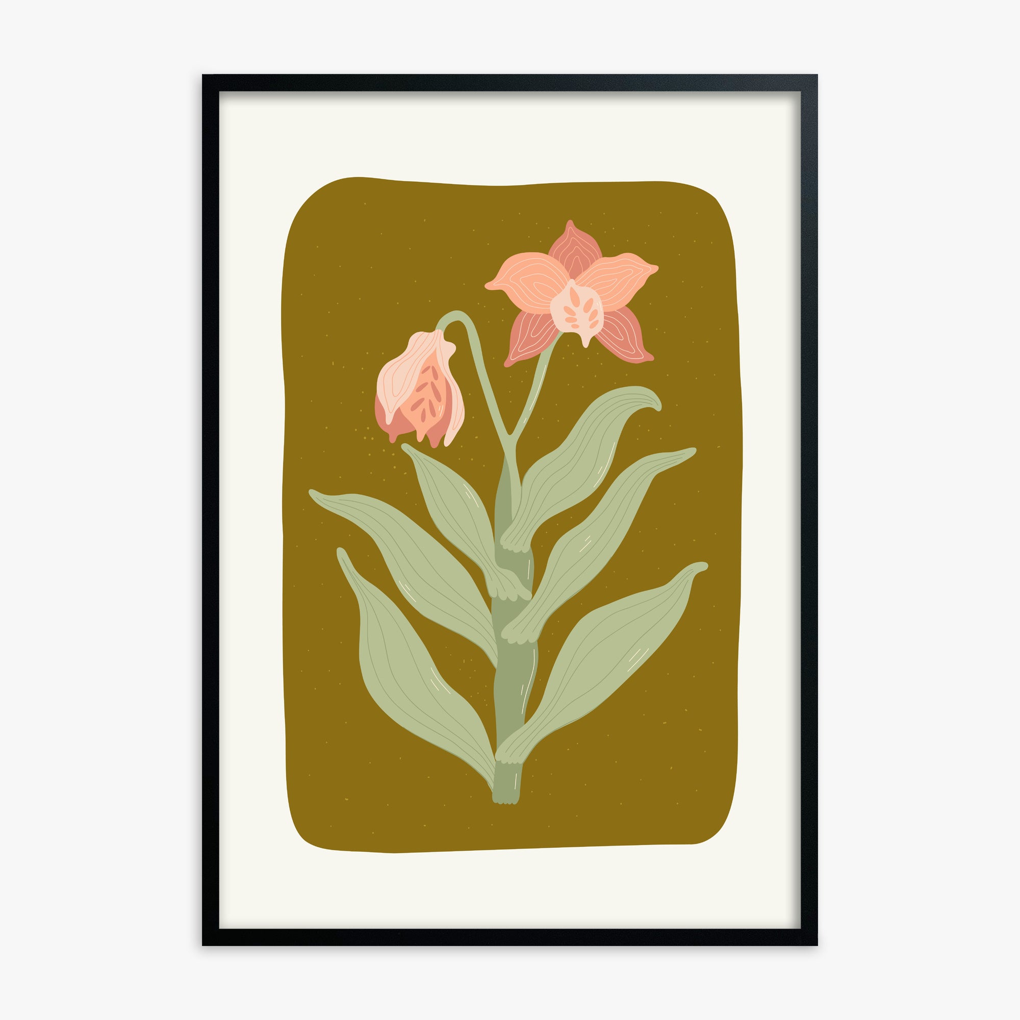 Vintage Bloom Orchid, Black Framed Poster With Black Frame