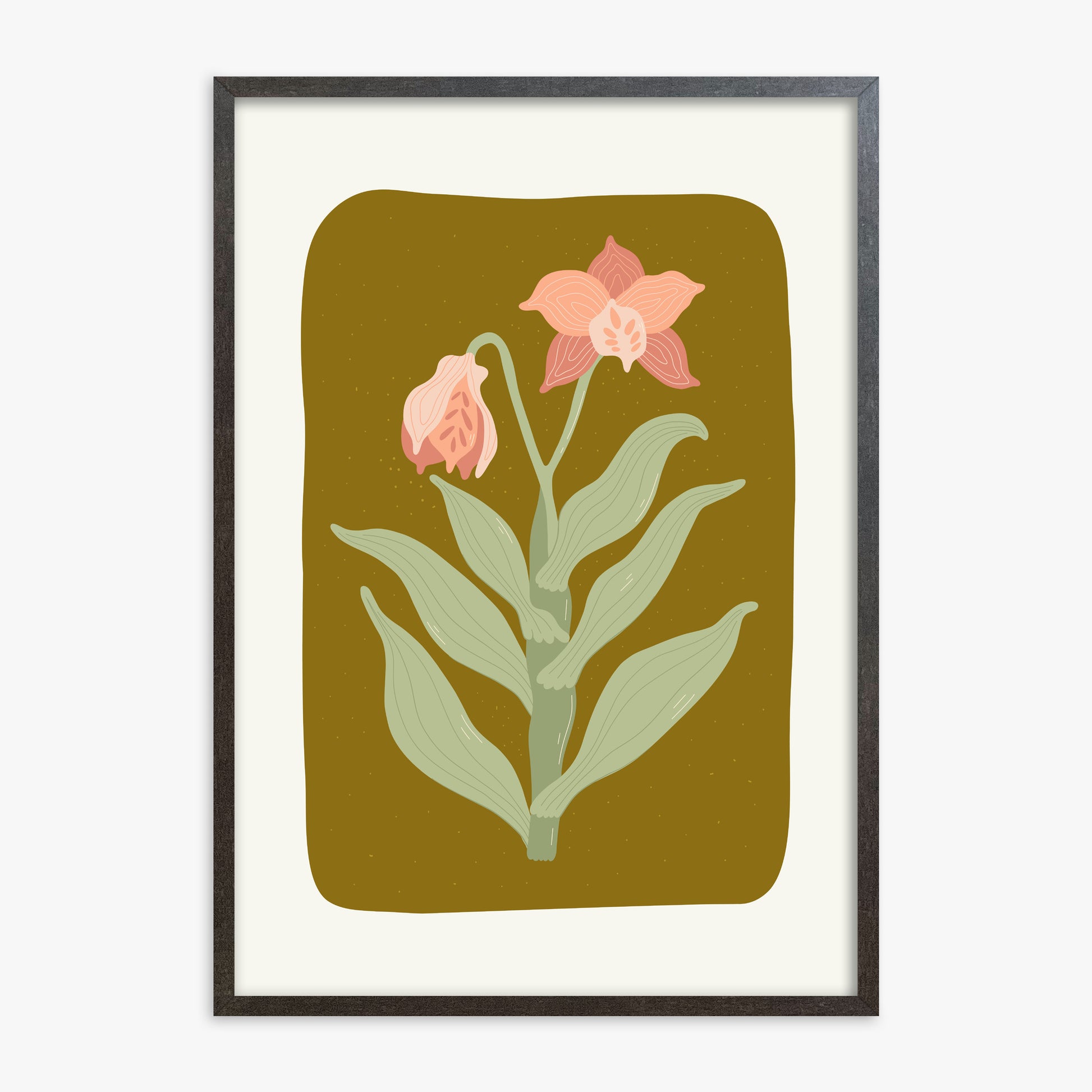 Vintage Bloom Orchid, 70x100cm Framed Poster With Espresso Frame