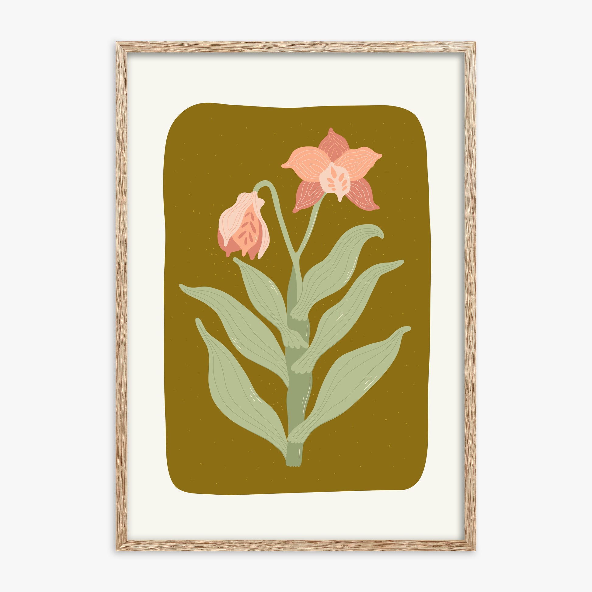 Vintage Bloom Orchid, 70x100cm Framed Poster With Raw Oak Frame