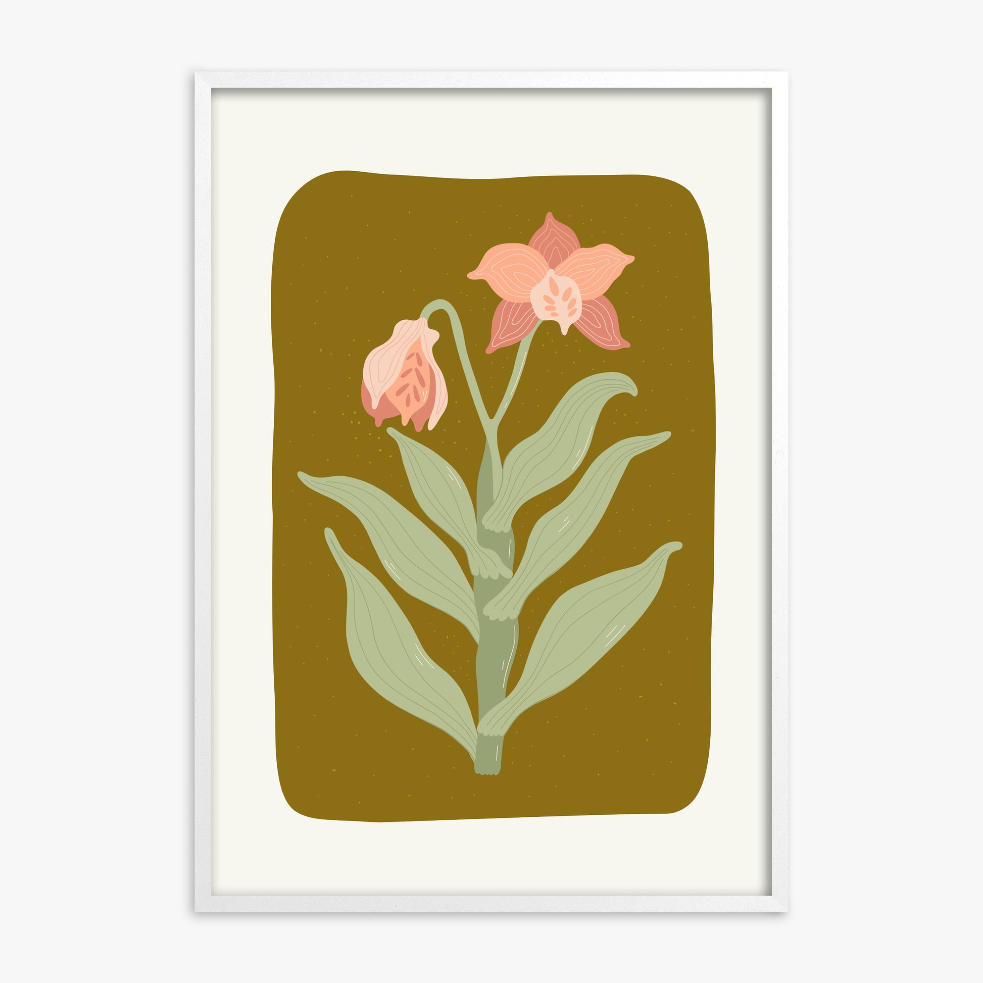 Vintage Bloom Orchid, White Framed Poster With White Frame