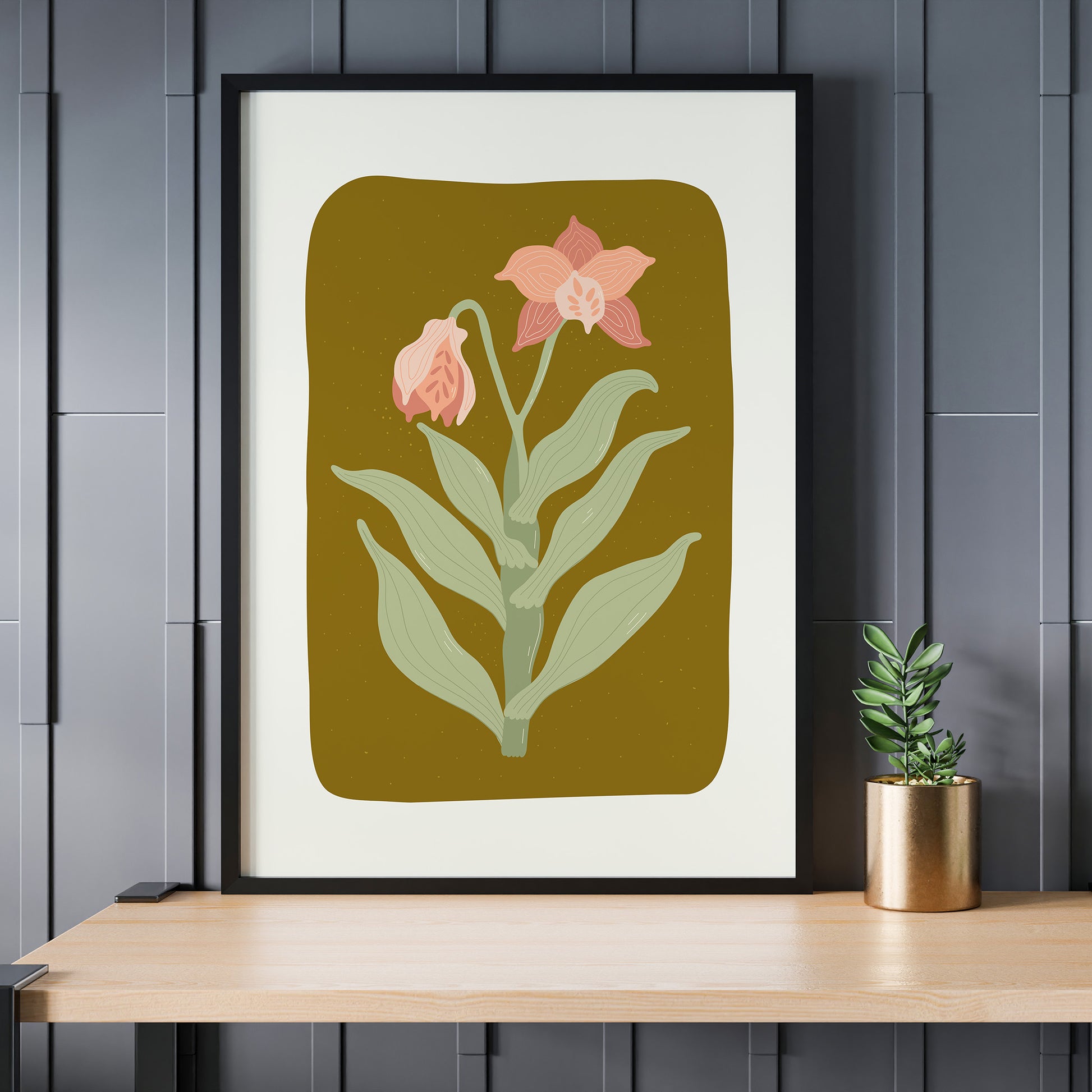 Design Concept No. 24 for Vintage Bloom Orchid Modern Poster Art