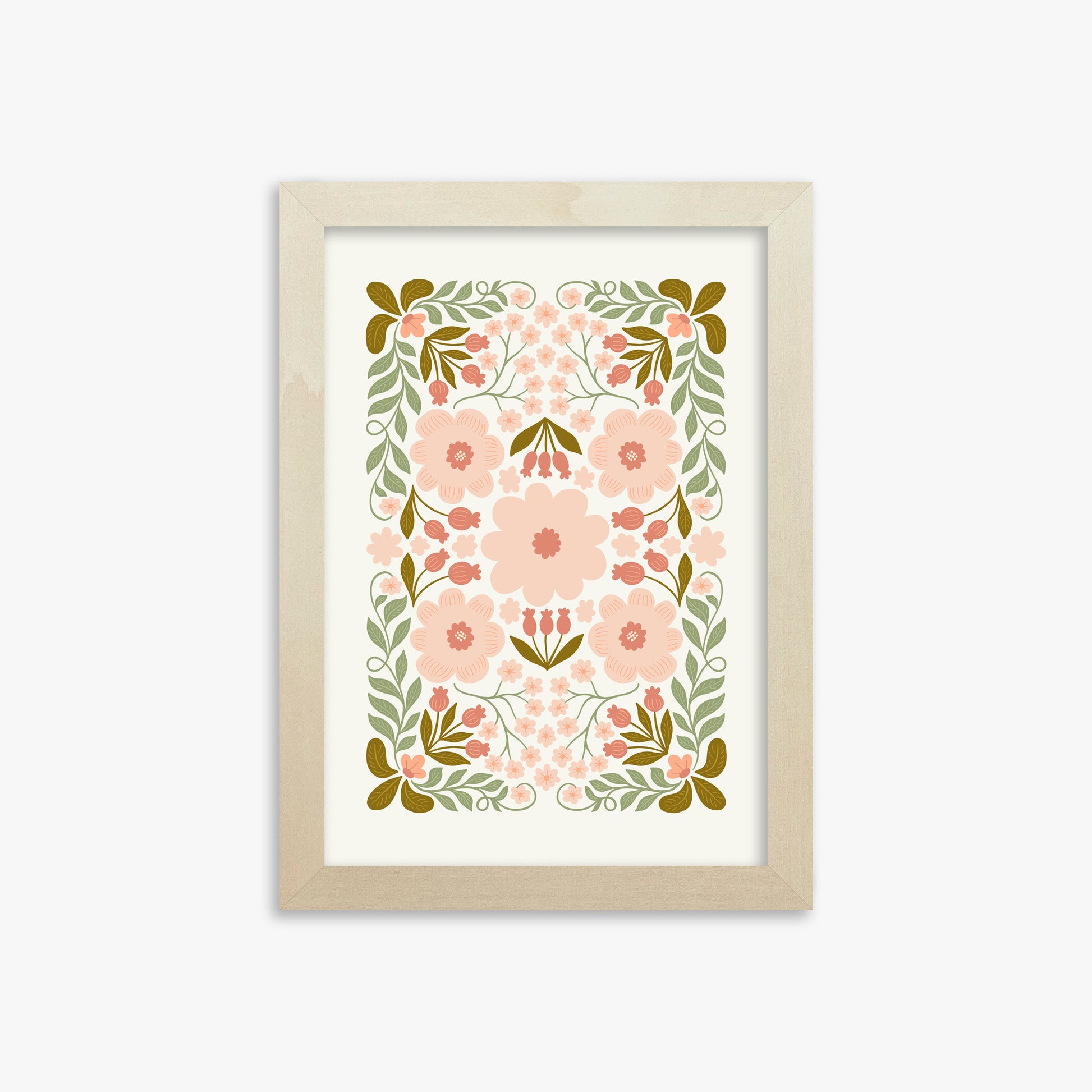Peach Blossom Garland, 21x30cm Framed Poster With Lime Wood Frame