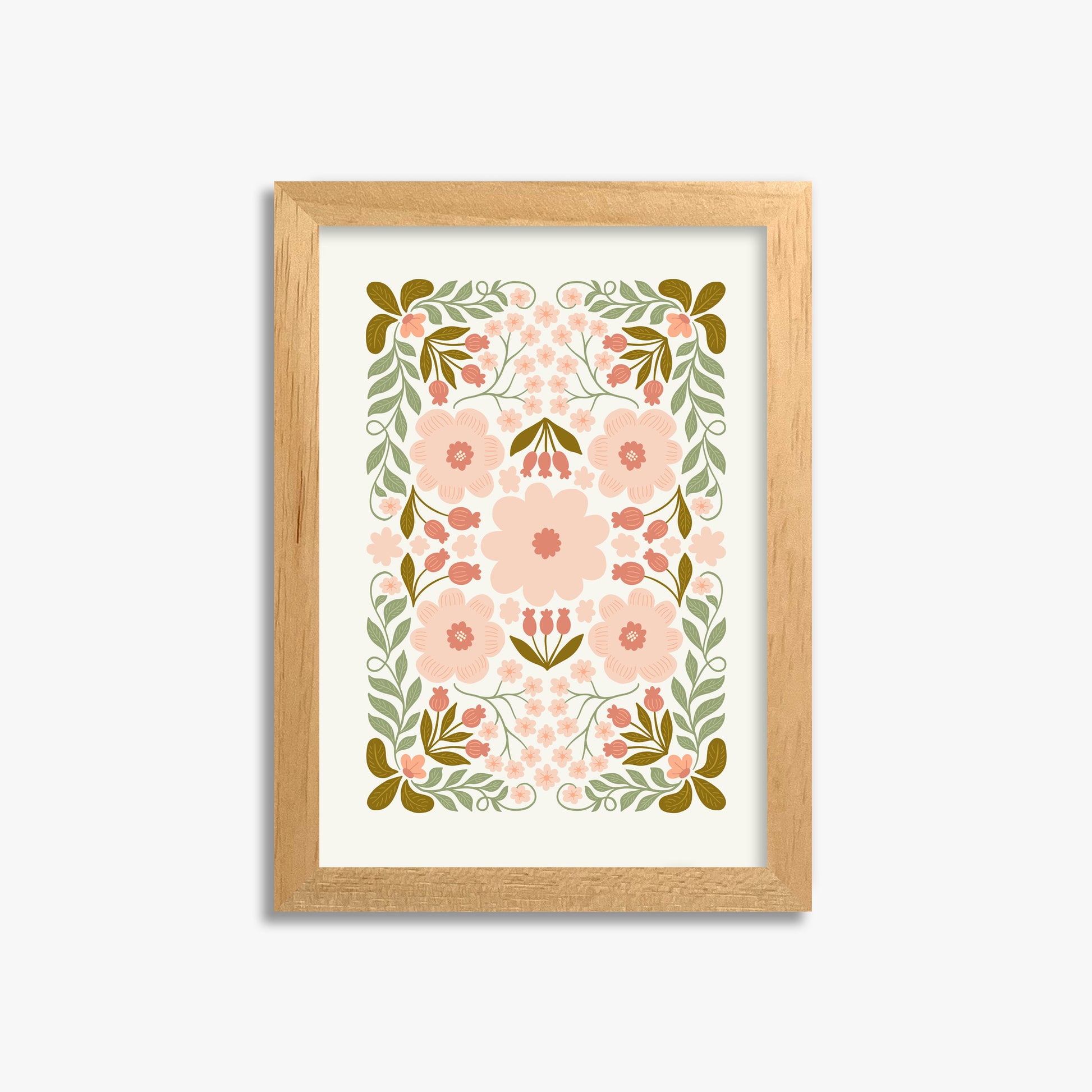 Peach Blossom Garland, 21x30cm Framed Poster With Oak Frame