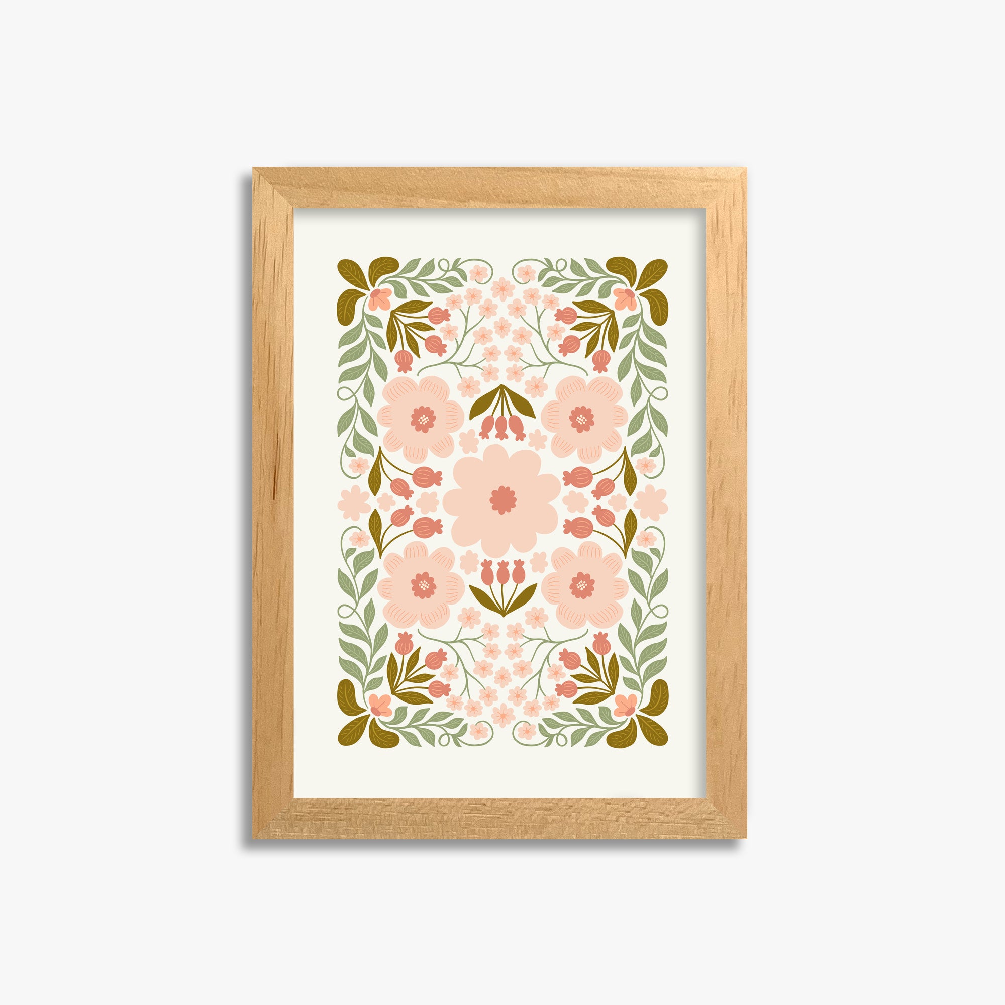 Peach Blossom Garland, 21x30cm Framed Poster With Oak Frame