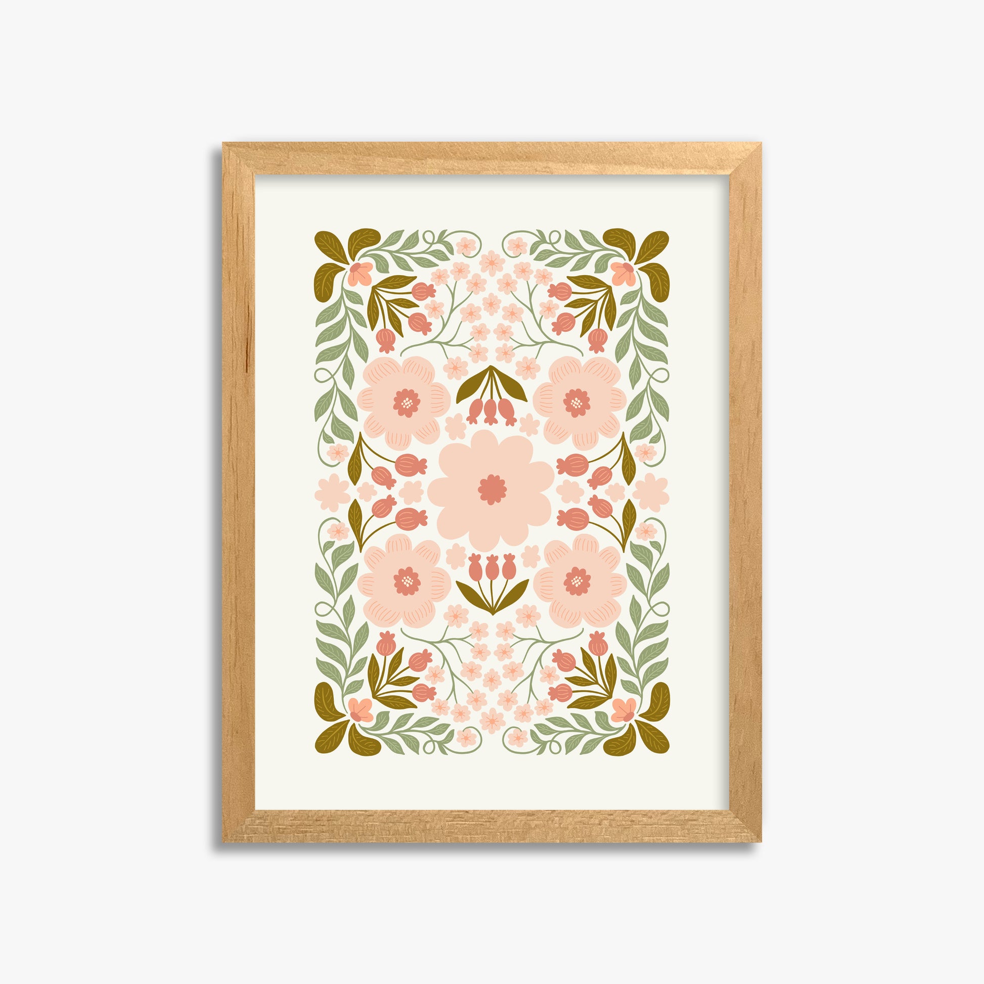 Peach Blossom Garland, 30x40cm Framed Poster With Oak Frame