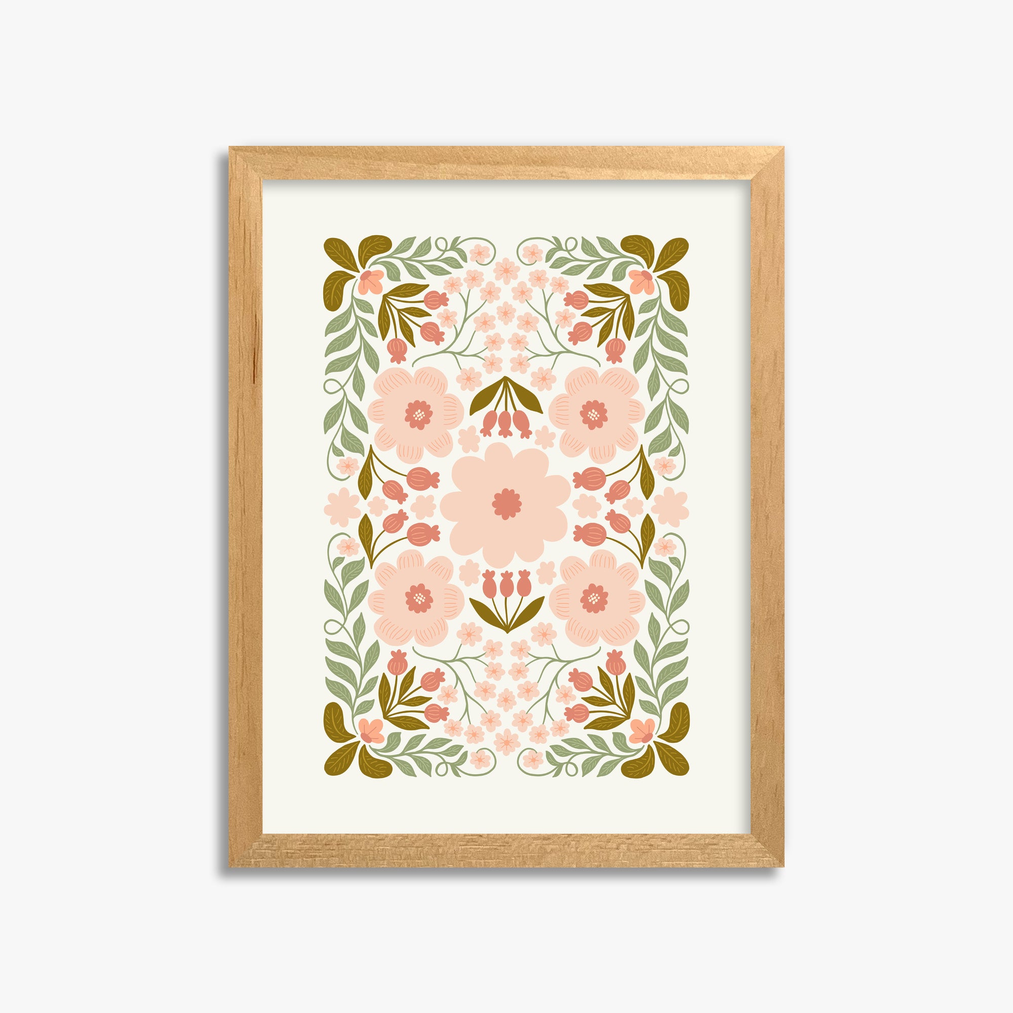 Peach Blossom Garland, 30x40cm Framed Poster With Oak Frame
