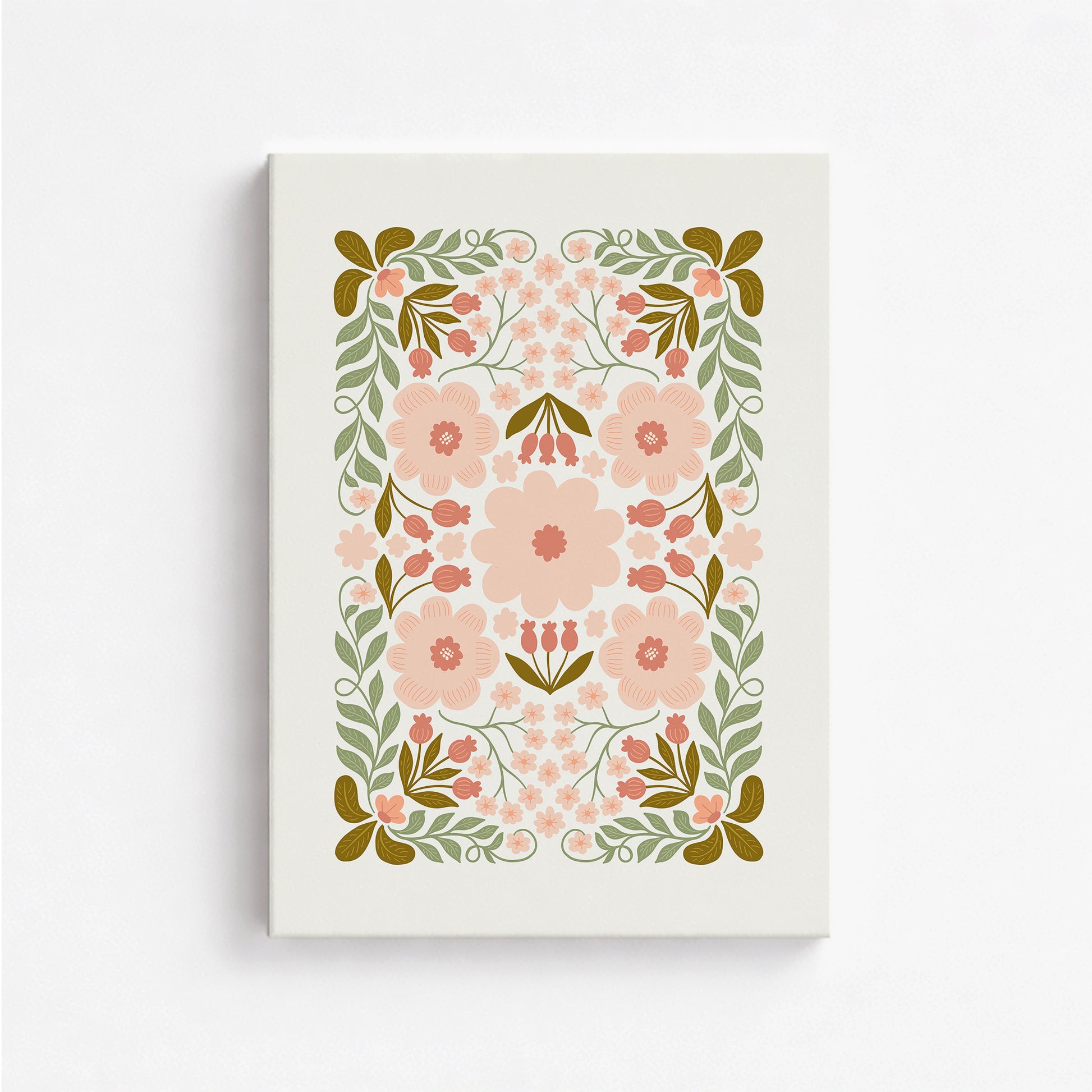 Peach Blossom Garland, 50x70cm Satin Canvas Poster