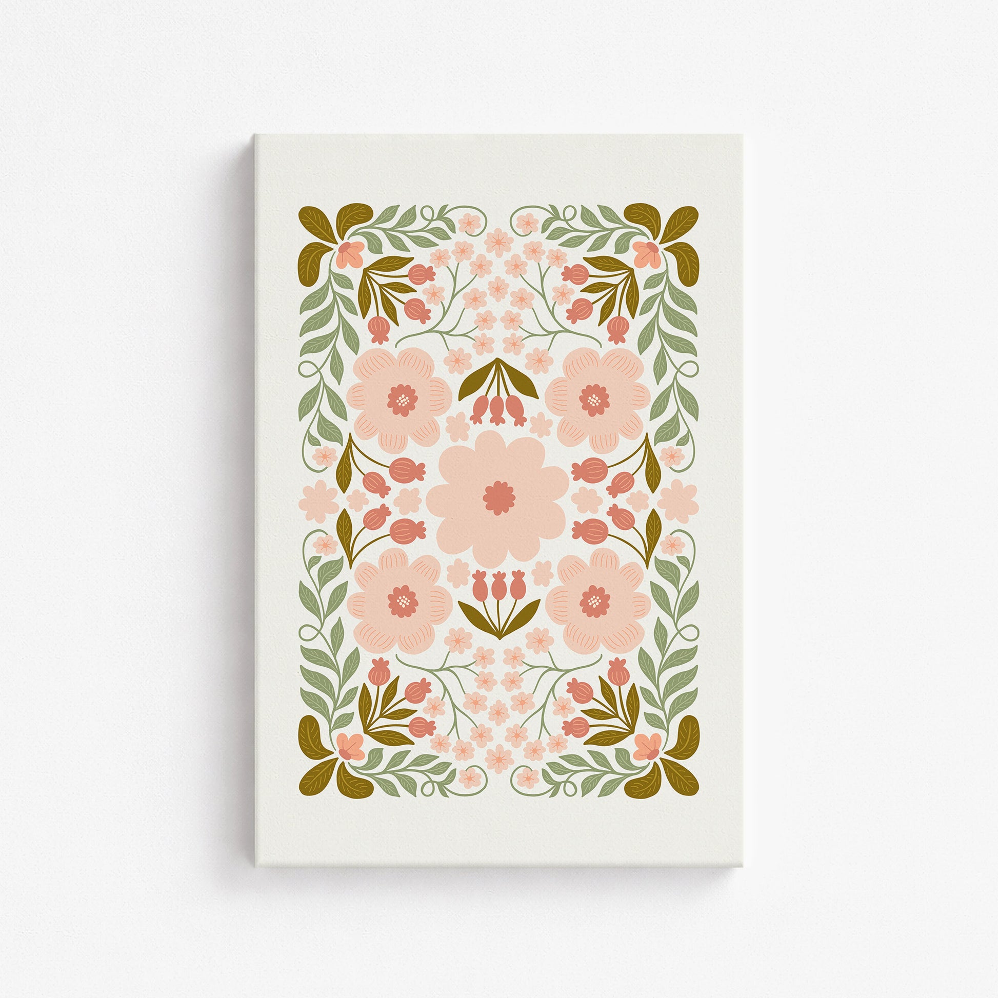 Peach Blossom Garland, 61x91cm Satin Canvas Poster