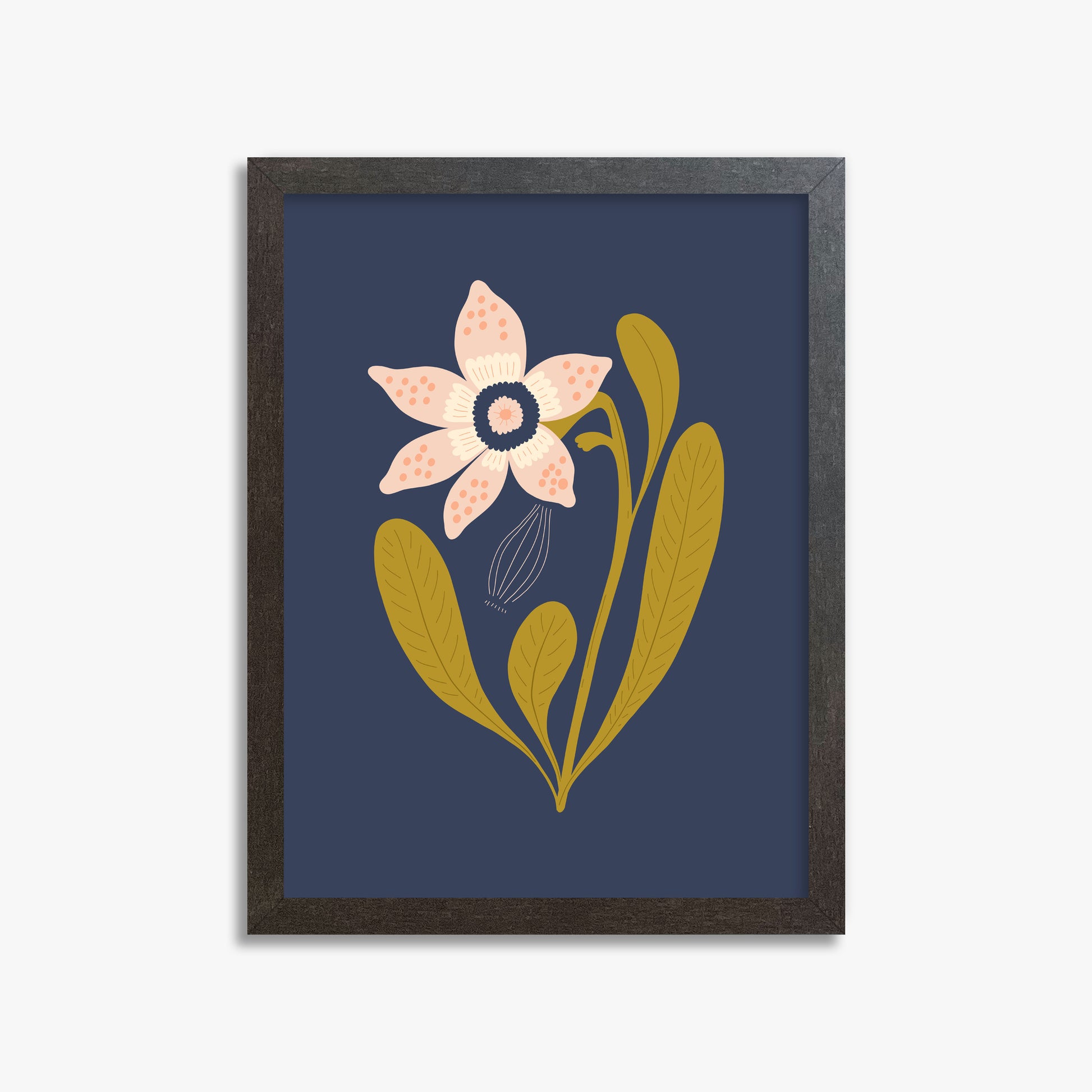 Midnight Garden Bloom, 30x40cm Framed Poster With Espresso Frame