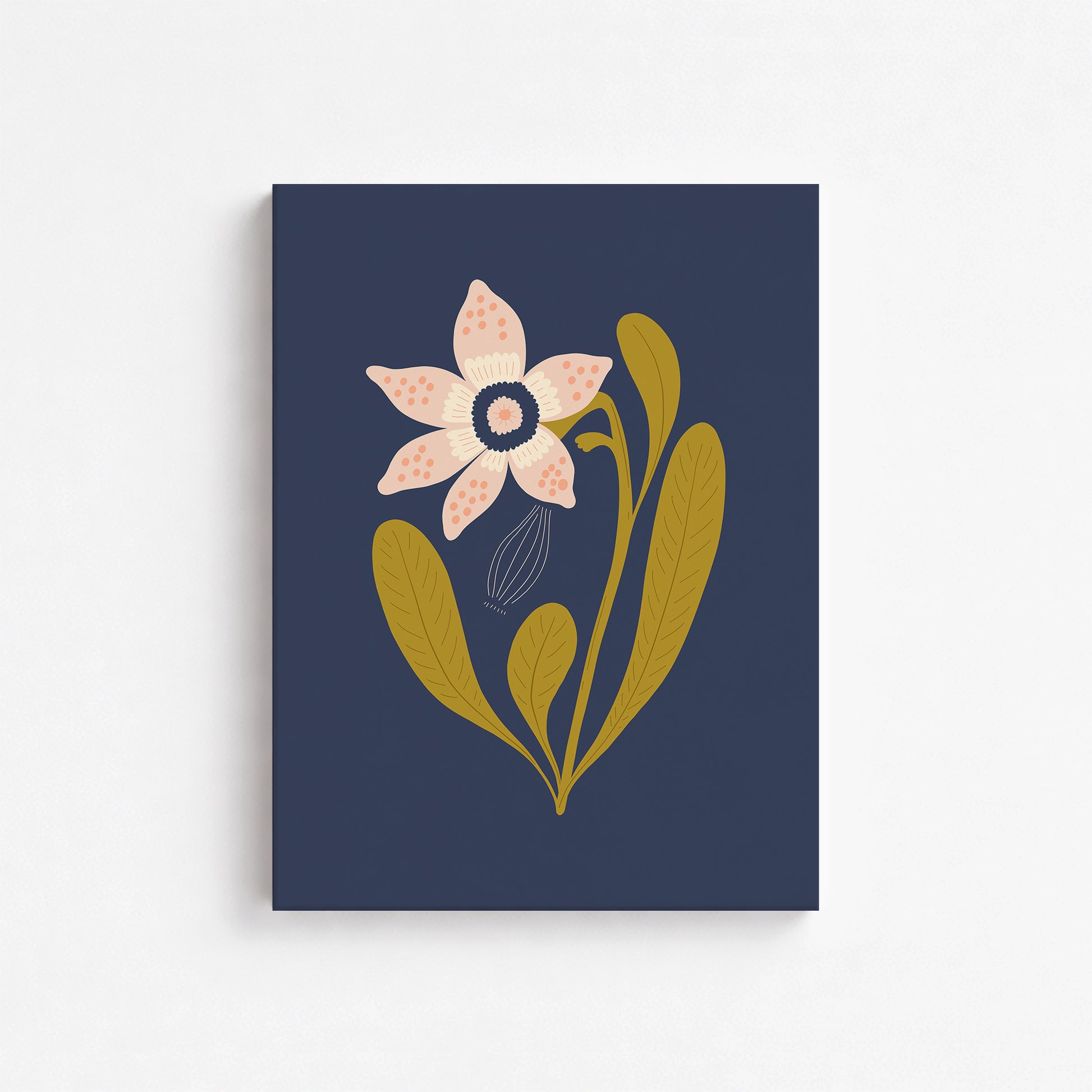 Midnight Garden Bloom, 30x40cm Satin Canvas Poster