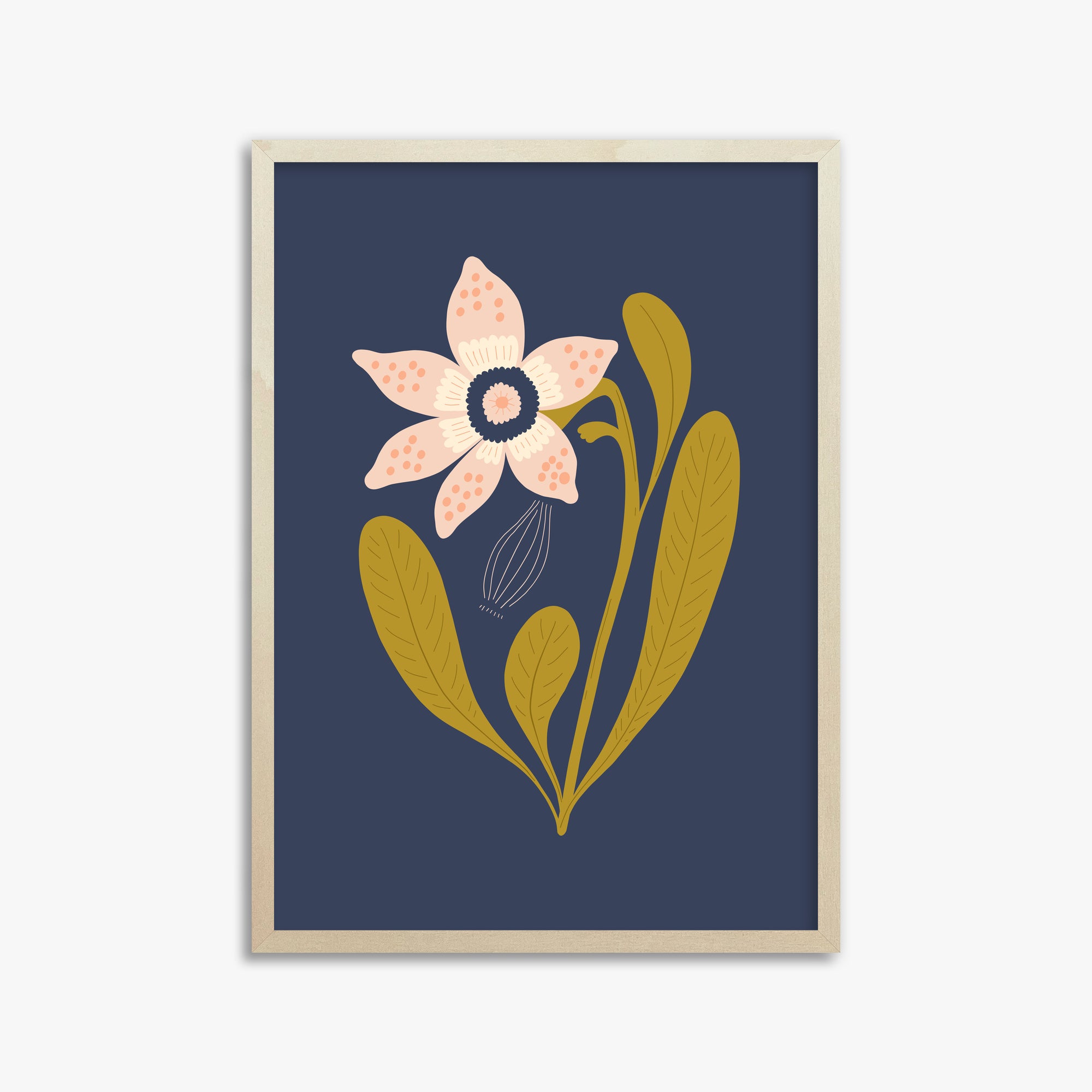 Midnight Garden Bloom, 50x70cm Framed Poster With Lime Wood Frame
