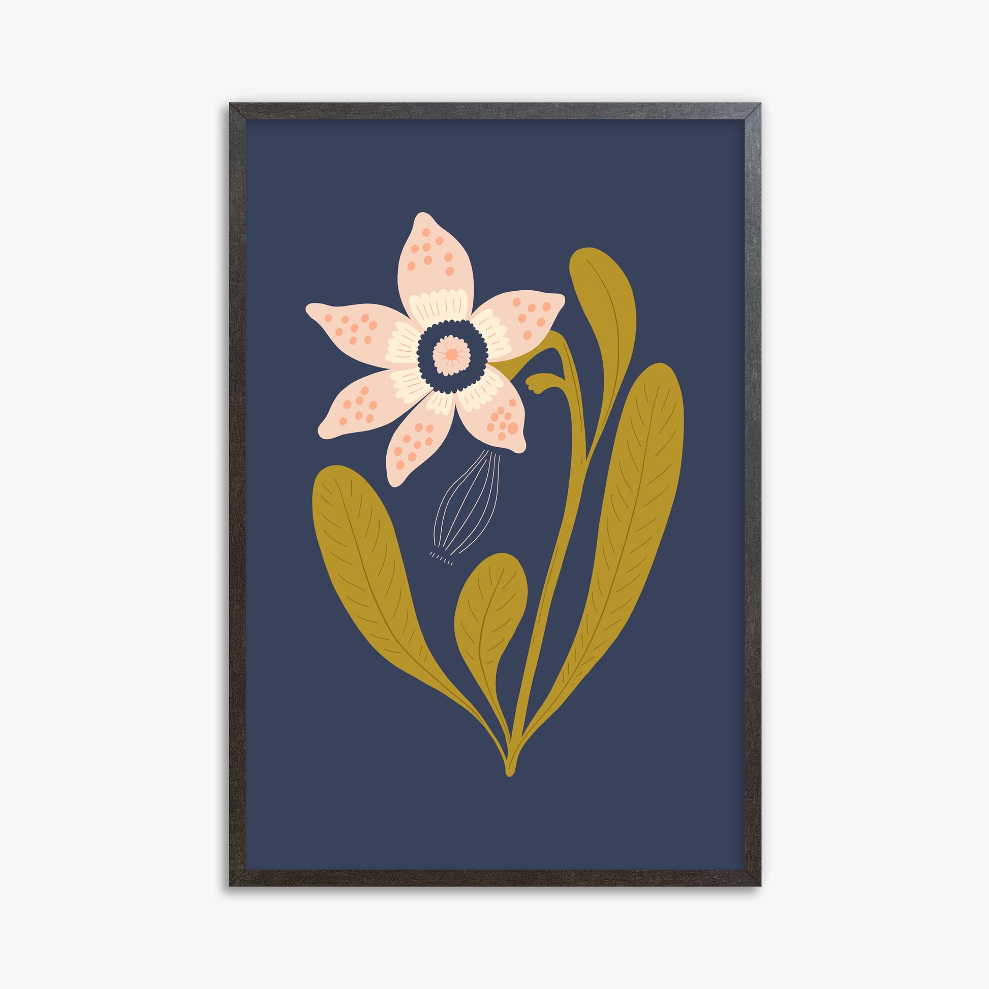 Midnight Garden Bloom, 61x91cm Framed Poster With Espresso Frame