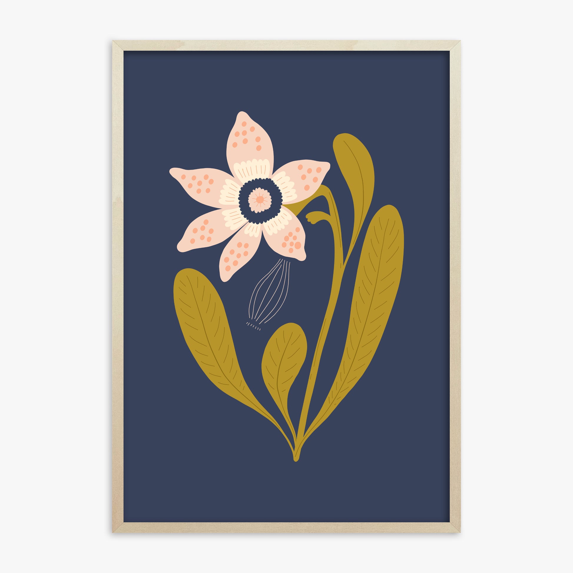 Midnight Garden Bloom, 70x100cm Framed Poster With Lime Wood Frame