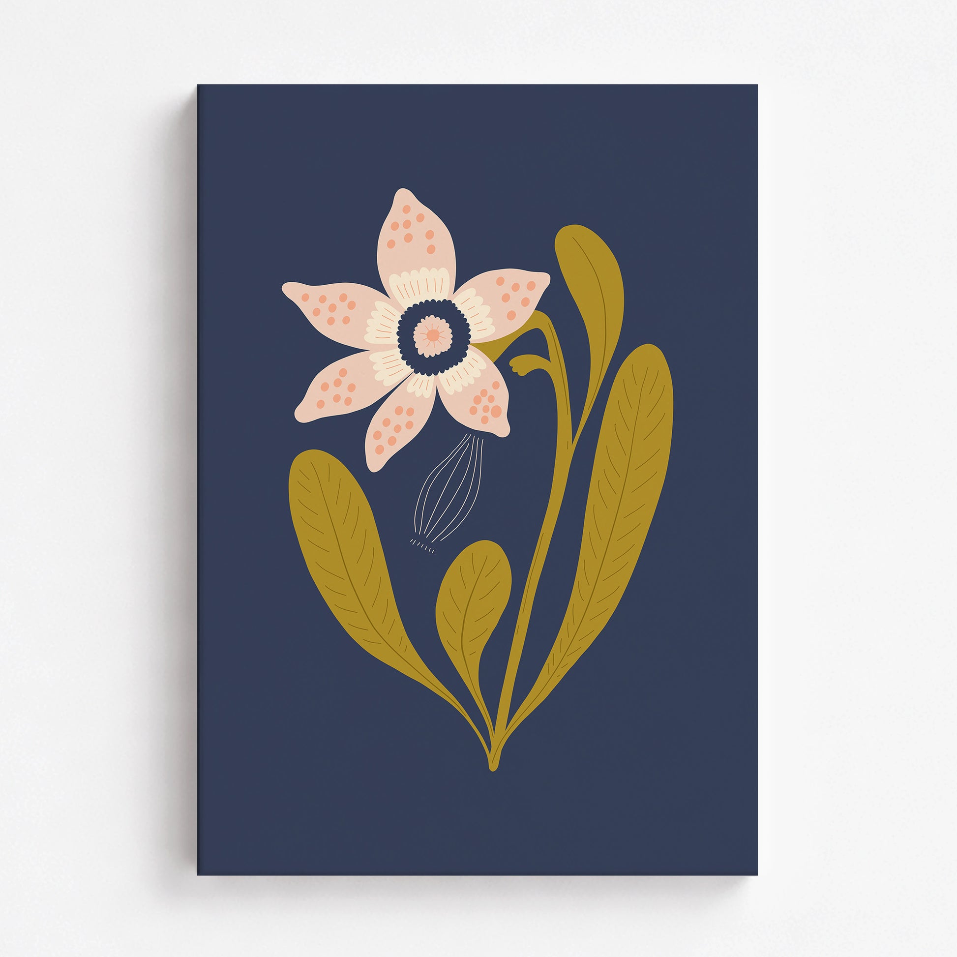 Midnight Garden Bloom, 70x100cm Satin Canvas Poster