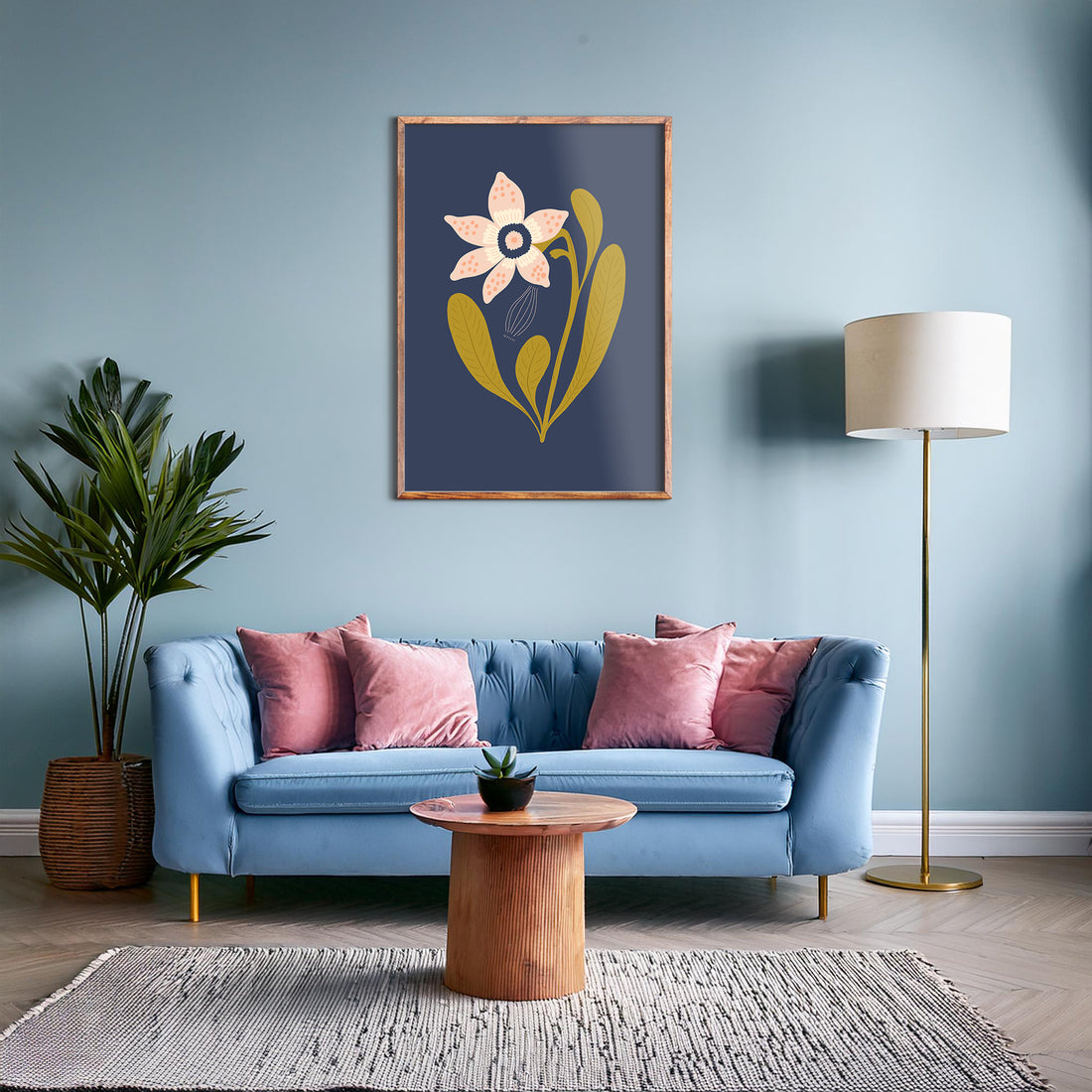 Midnight Garden Bloom, 50x70cm Framed Poster With Black Frame