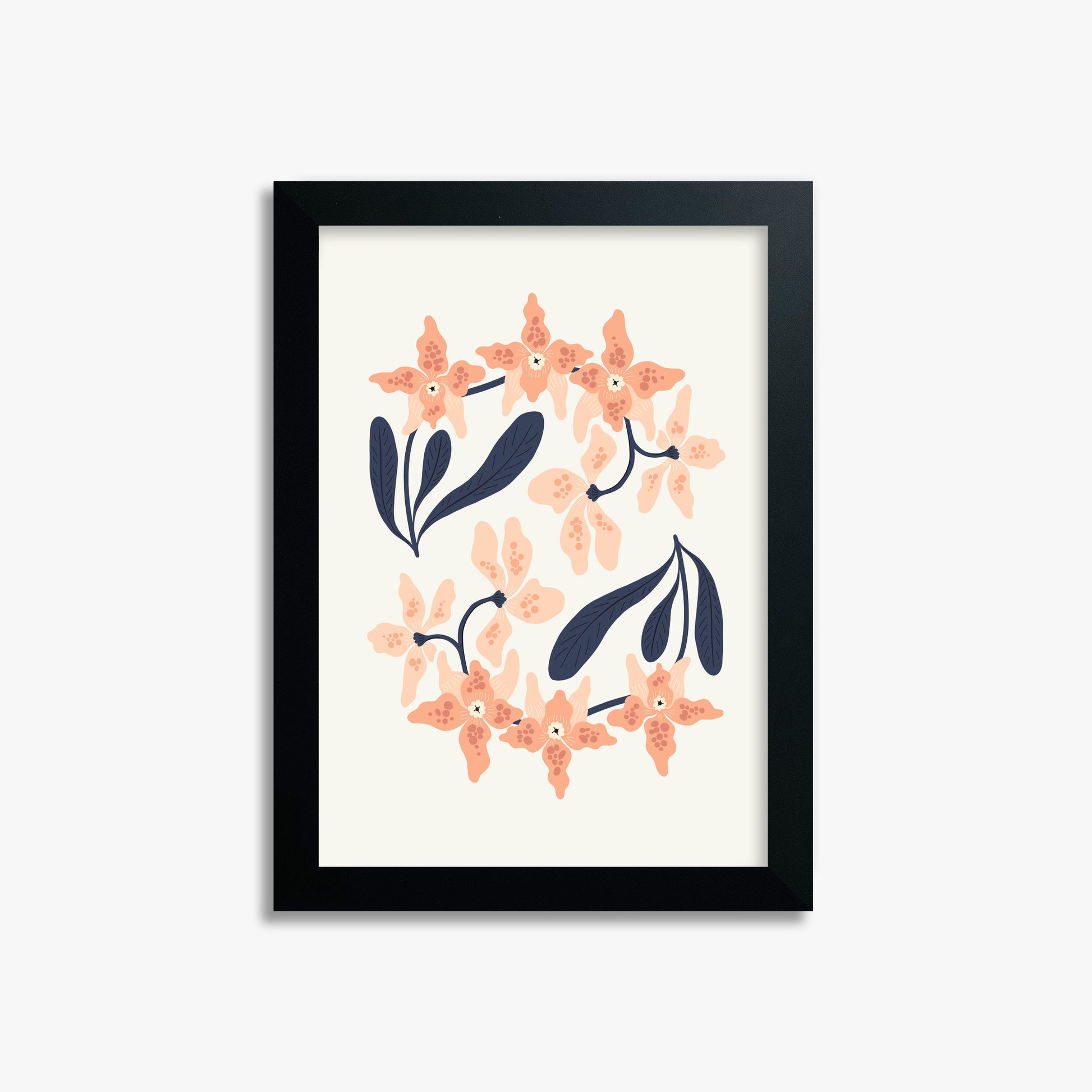 Peach Blossom Circle, 21x30cm Framed Poster With Black Frame