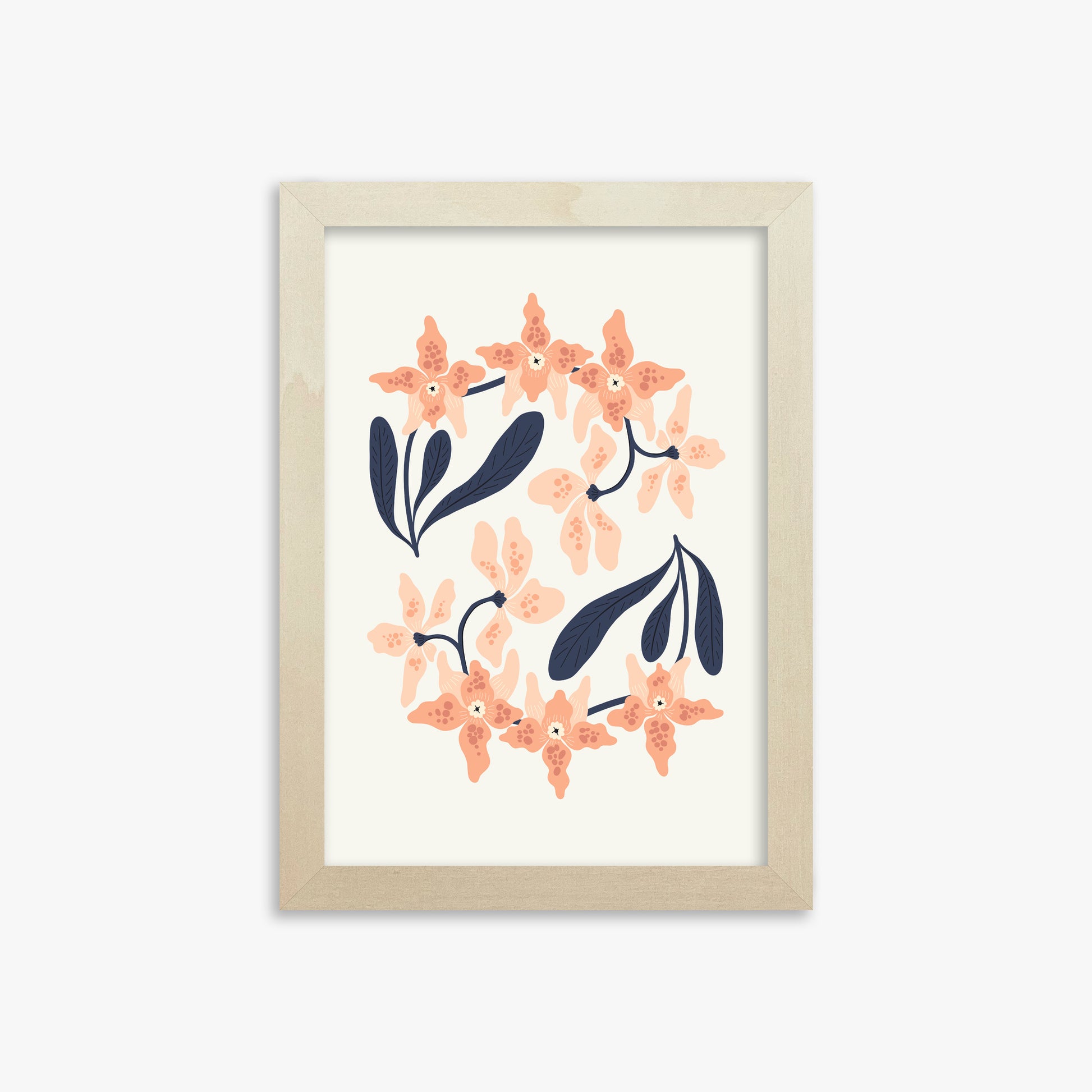 Peach Blossom Circle, 21x30cm Framed Poster With Lime Wood Frame